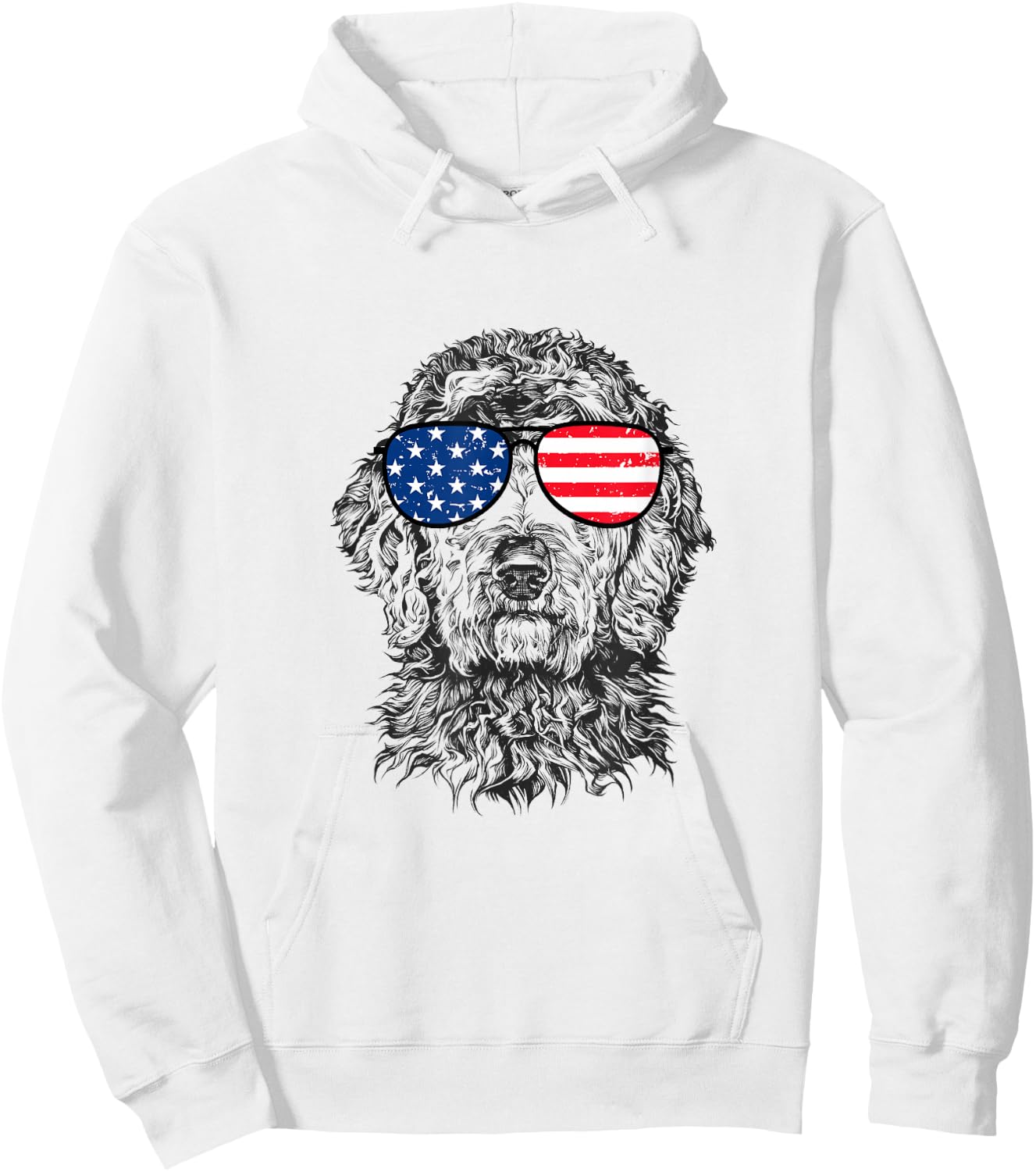 4th of July Goldendoodle Doodle Dog Patriotic USA Sunglasses Hoodie - Hoodie | White