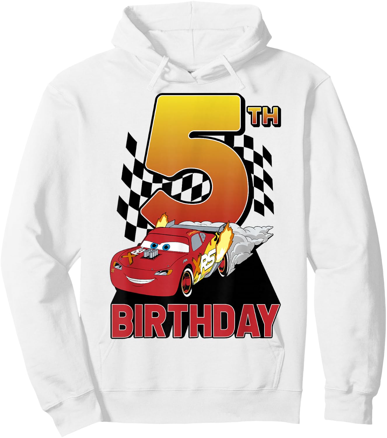 Disney Pixar Cars Lightning McQueen 5th Birthday Peel Out Small Hoodie - Hoodie | White