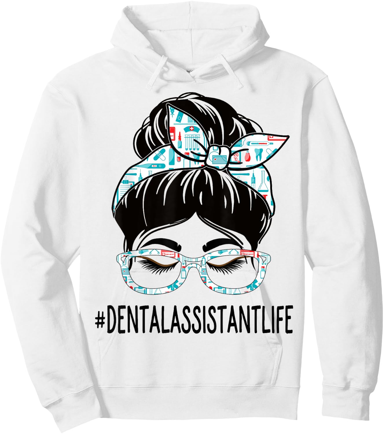 Dental Assistant Week Appreciation Women Messy Bun For Work Hoodie - Hoodie | White