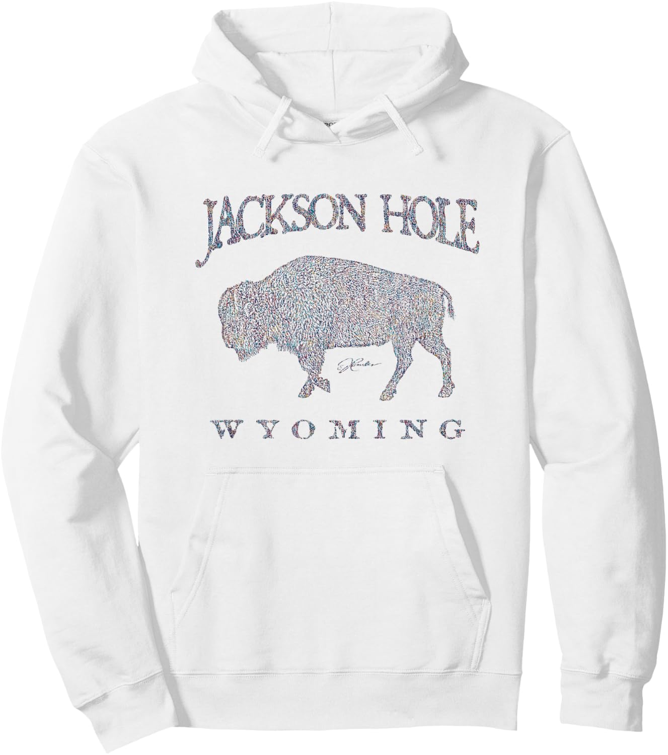JCombs: Jackson Hole, WY, Walking Bison Hoodie - Hoodie | White