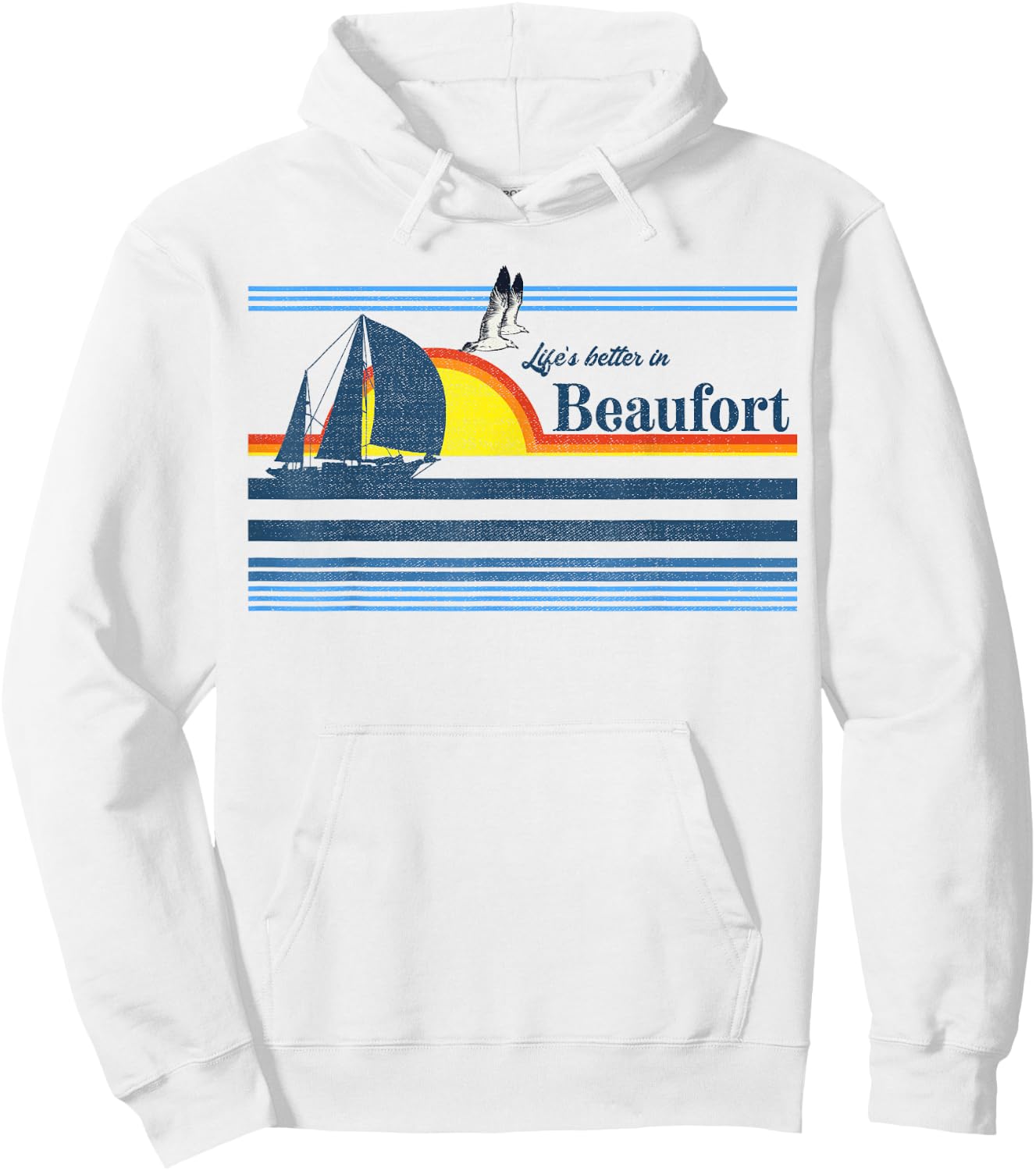 Beaufort North South Carolina NC SC Gift Beach Retro Vintage Hoodie - Hoodie | White