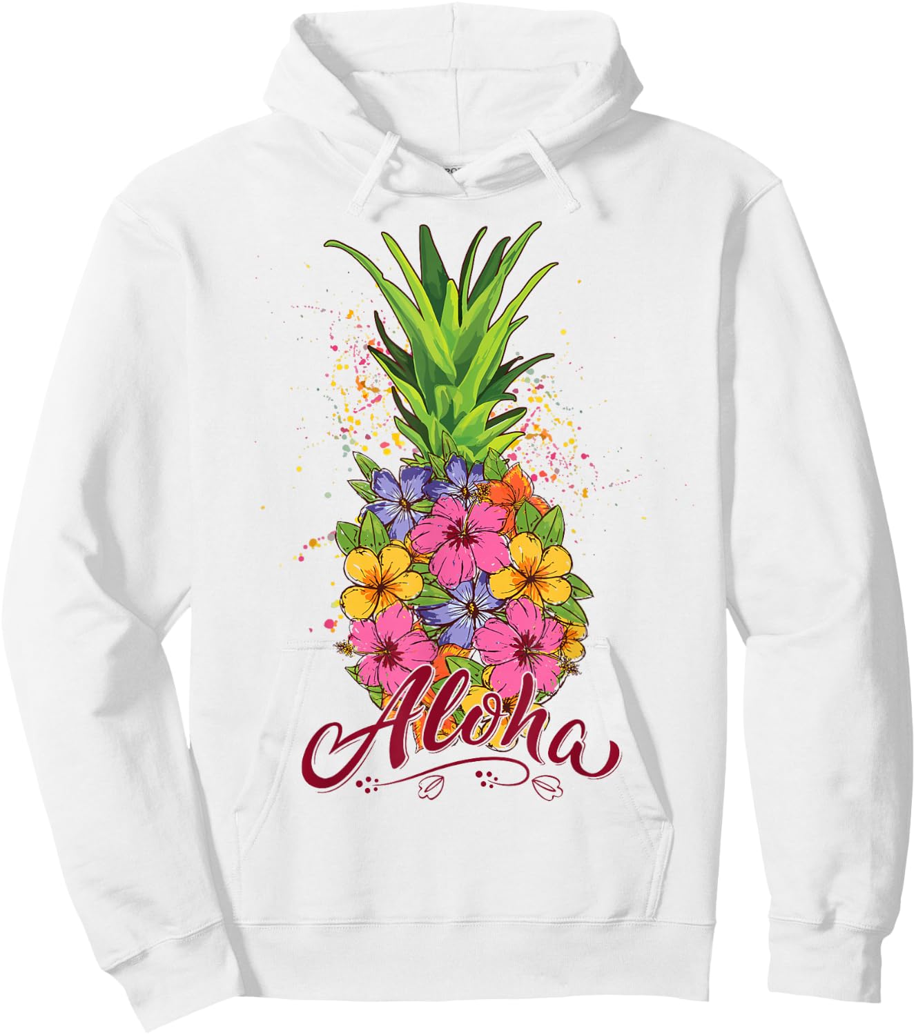 Hibiscus Aloha Hawaiian Pineapple Teen Girls Youth Hoodie - Hoodie | White
