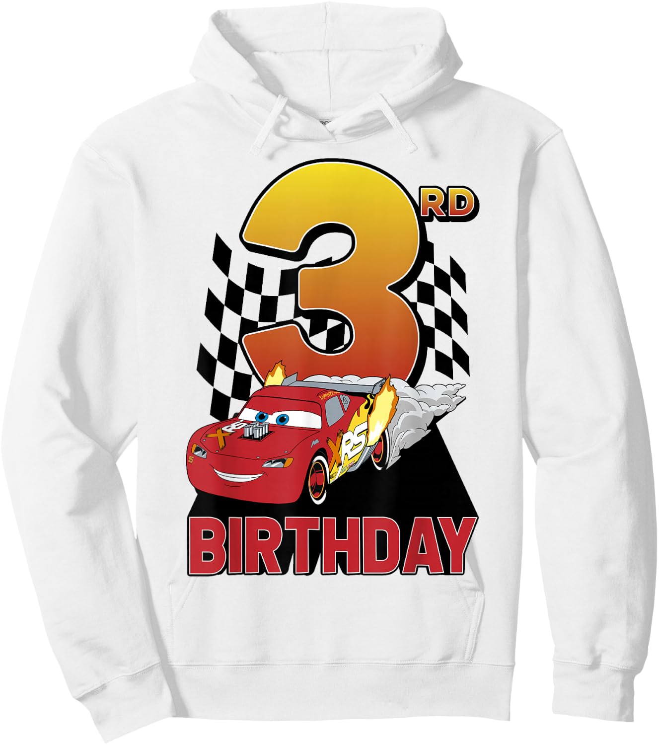 Disney Pixar Cars Lightning McQueen 3rd Birthday Race Logo Hoodie - Hoodie | White