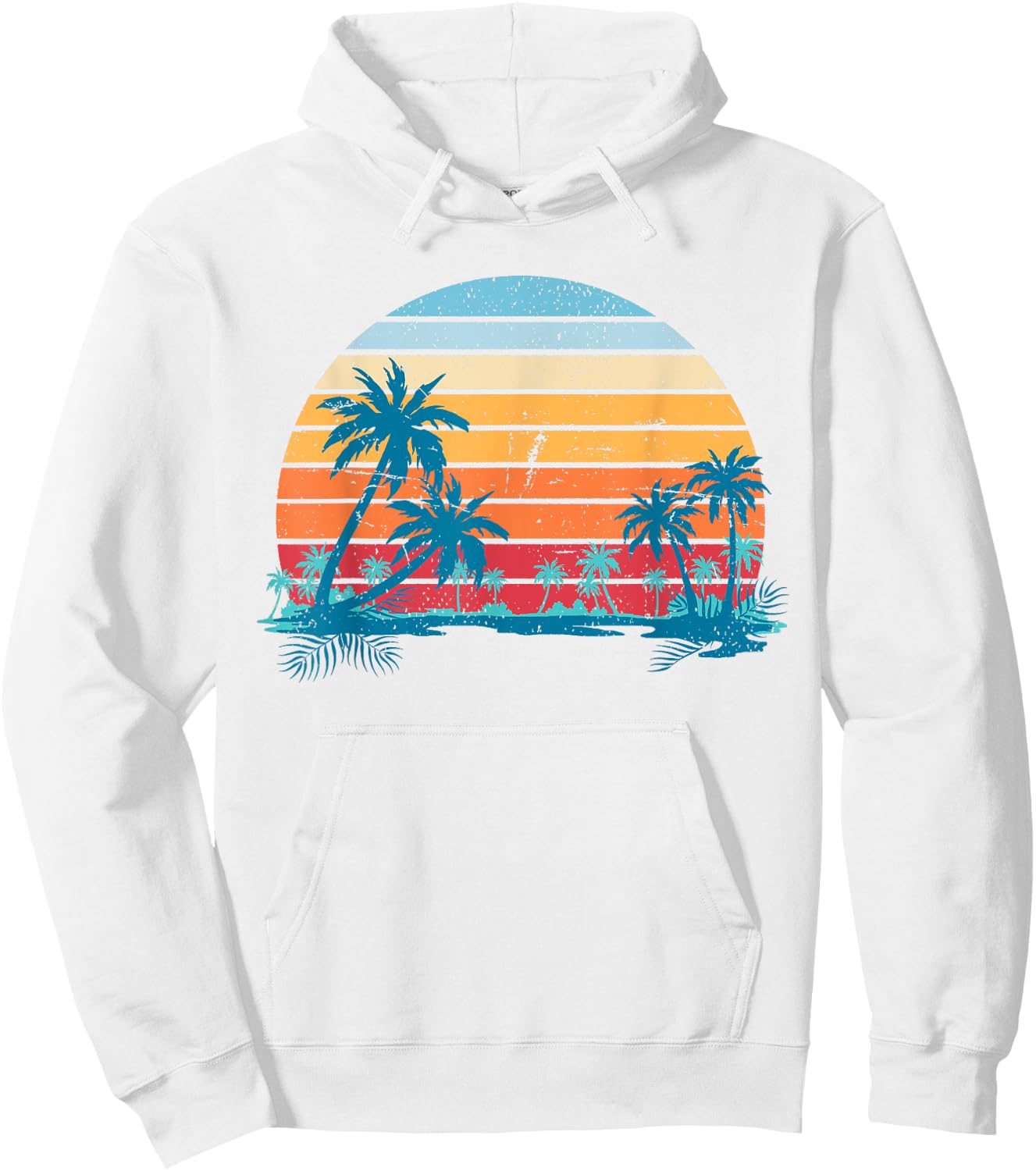 Sunset Beach Palms Summer Vibes Retro Tropical Summer Men Women Girls Kids Hoodie - Hoodie | White