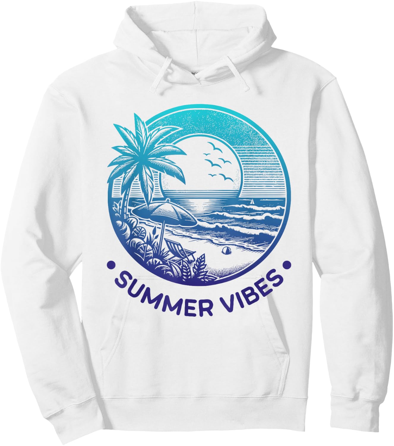 Summer Vibes Tropical Retro Beach Sunset Palm Trees Hoodie - Hoodie | White