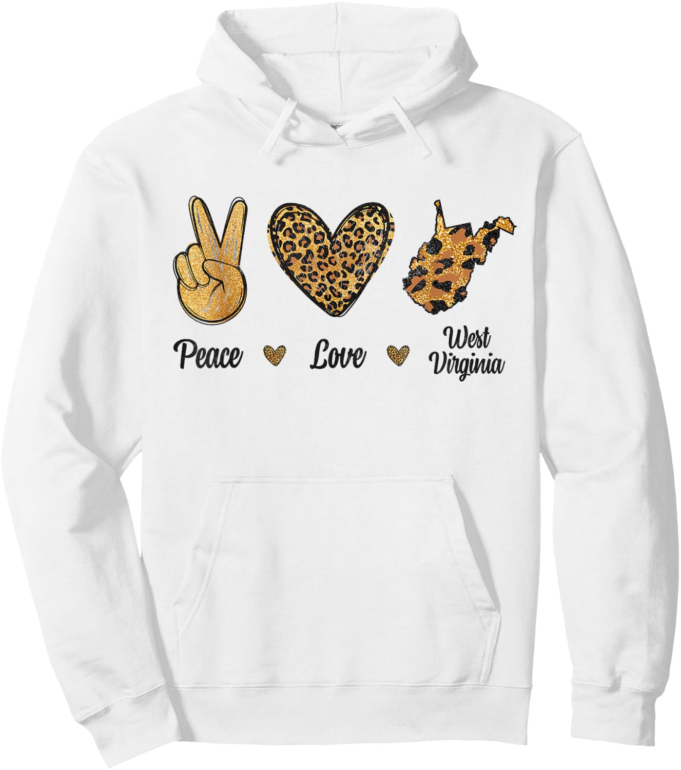 Peace Love West Virginia Leopard Flag Map Souvenirs Men Kids Hoodie - Hoodie | White