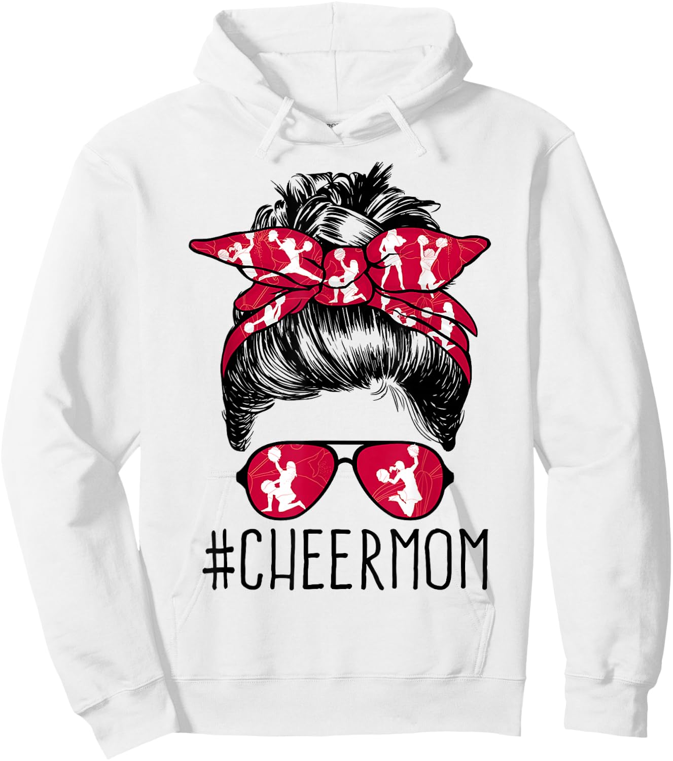 Cheer Mom Cheerleader Mama Life Messy Bun Mother's Day Hoodie - Hoodie | White