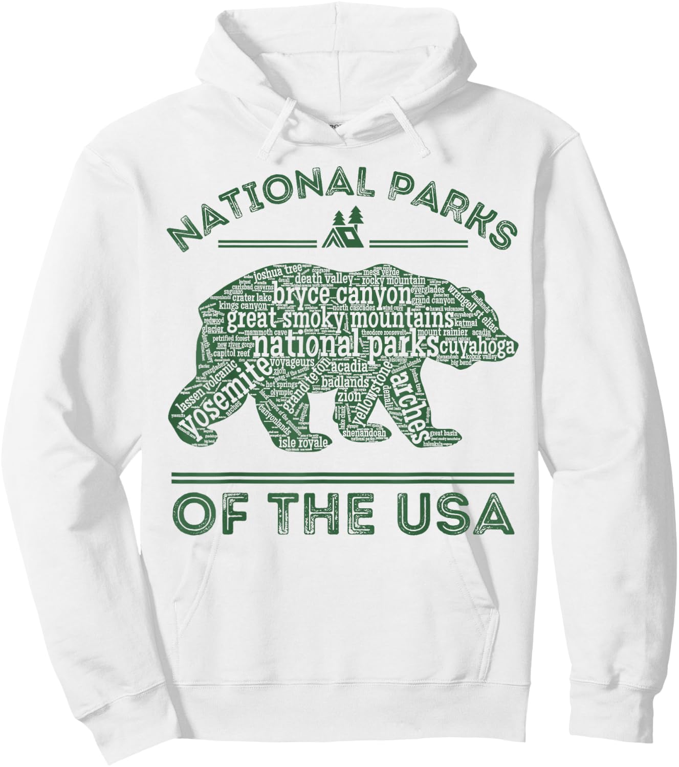 National Parks Bear Hiking Travel Camping Outdoors Retro USA Small Hoodie - Hoodie | White