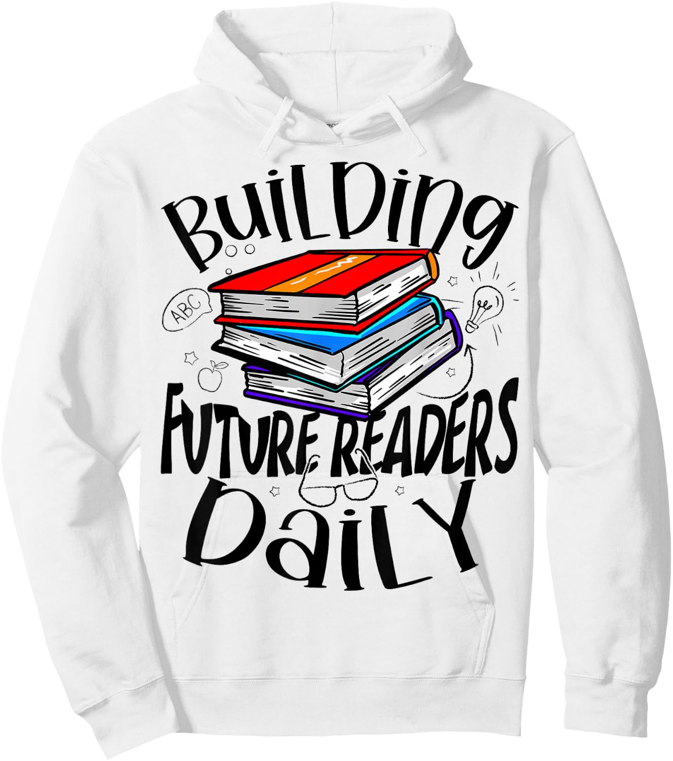 ThembTeacherMal Reading Teacher Building Future Readers Daily , Small, Grey Hoodie - Hoodie | White