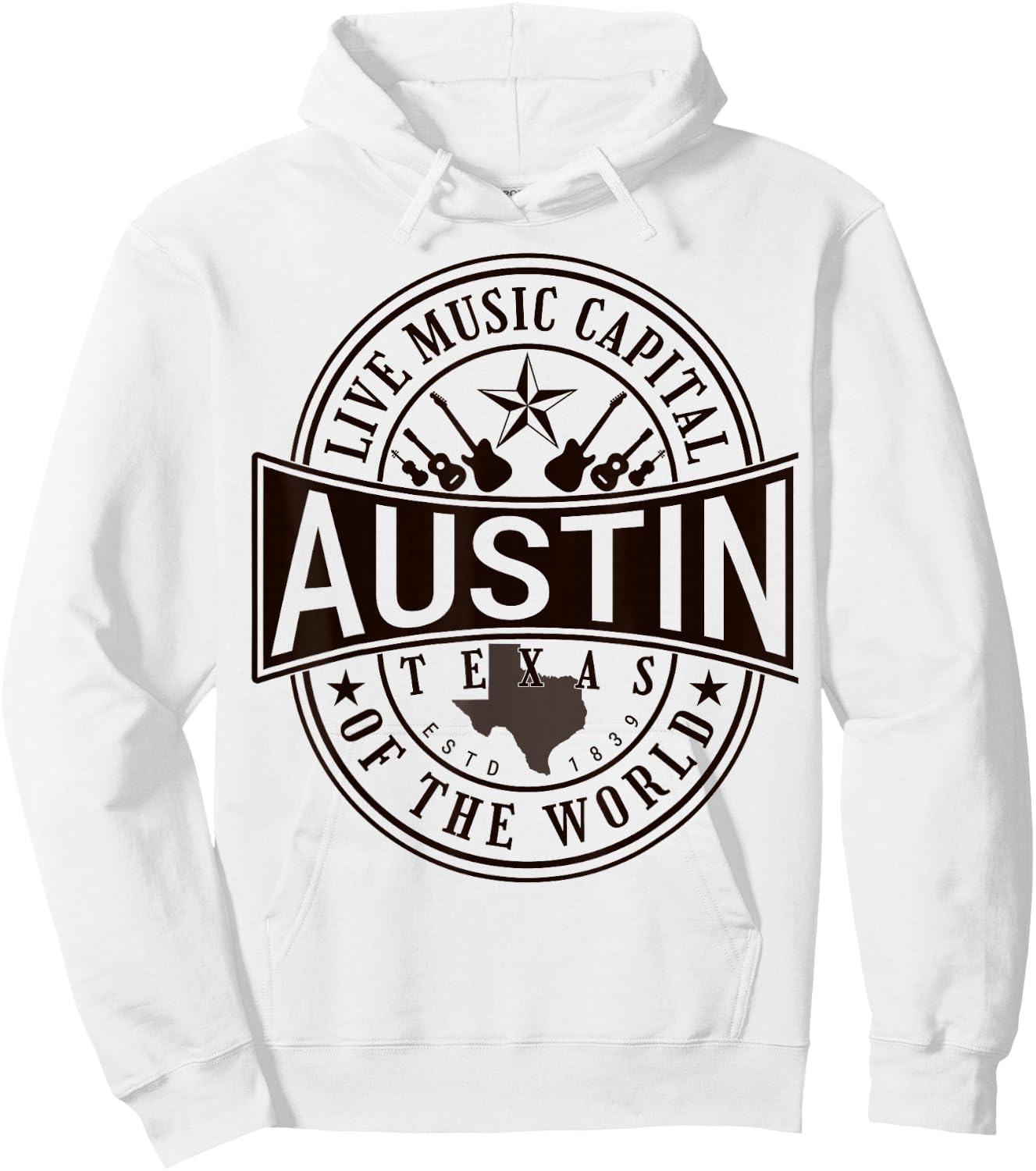 Live Music Capital of the World Austin Texas Souvenir Hoodie - Hoodie | White