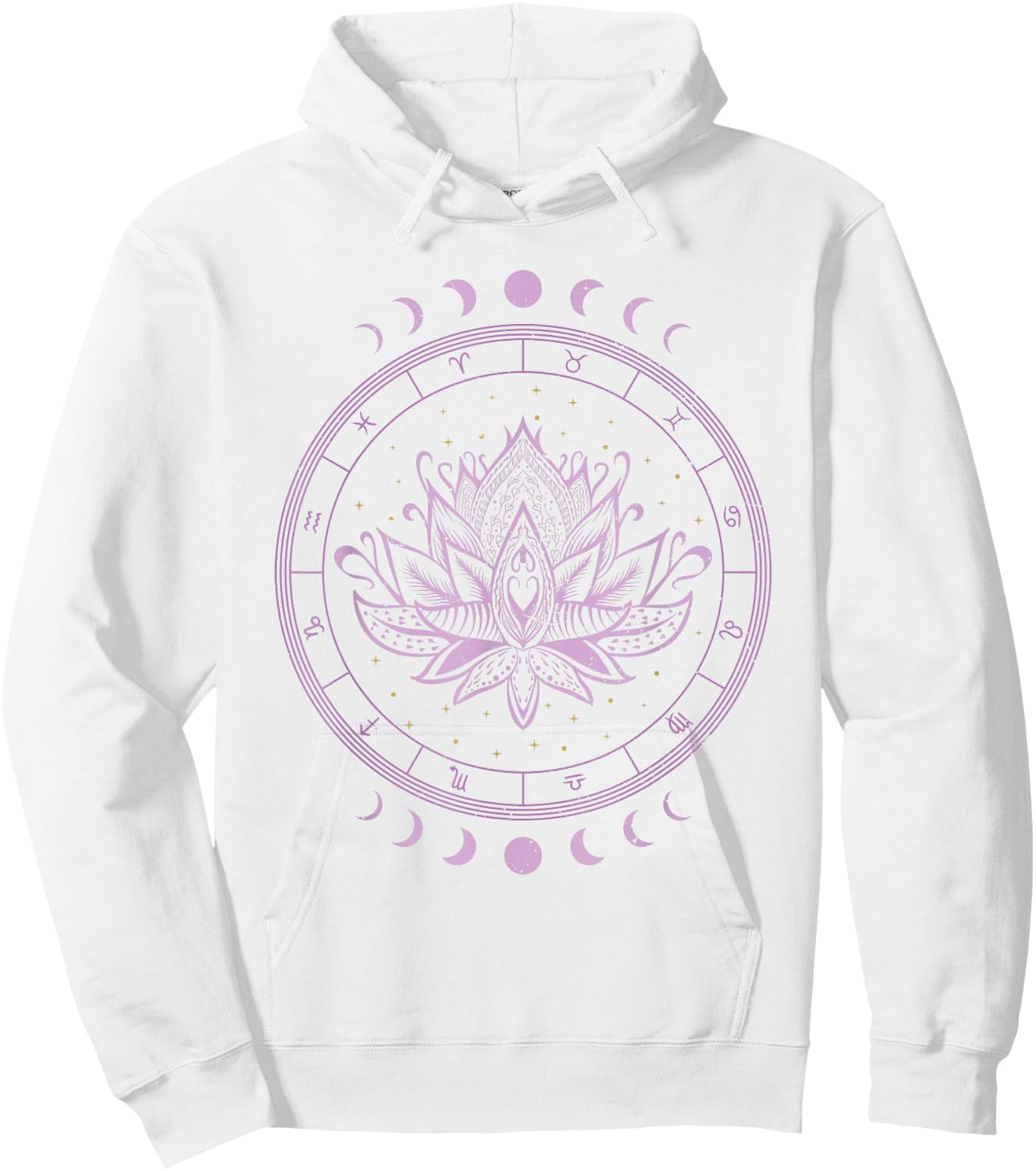 Spiritual Bohemian Yoga Astrology Zodiac Signs Lotus Flower Hoodie - Hoodie | White