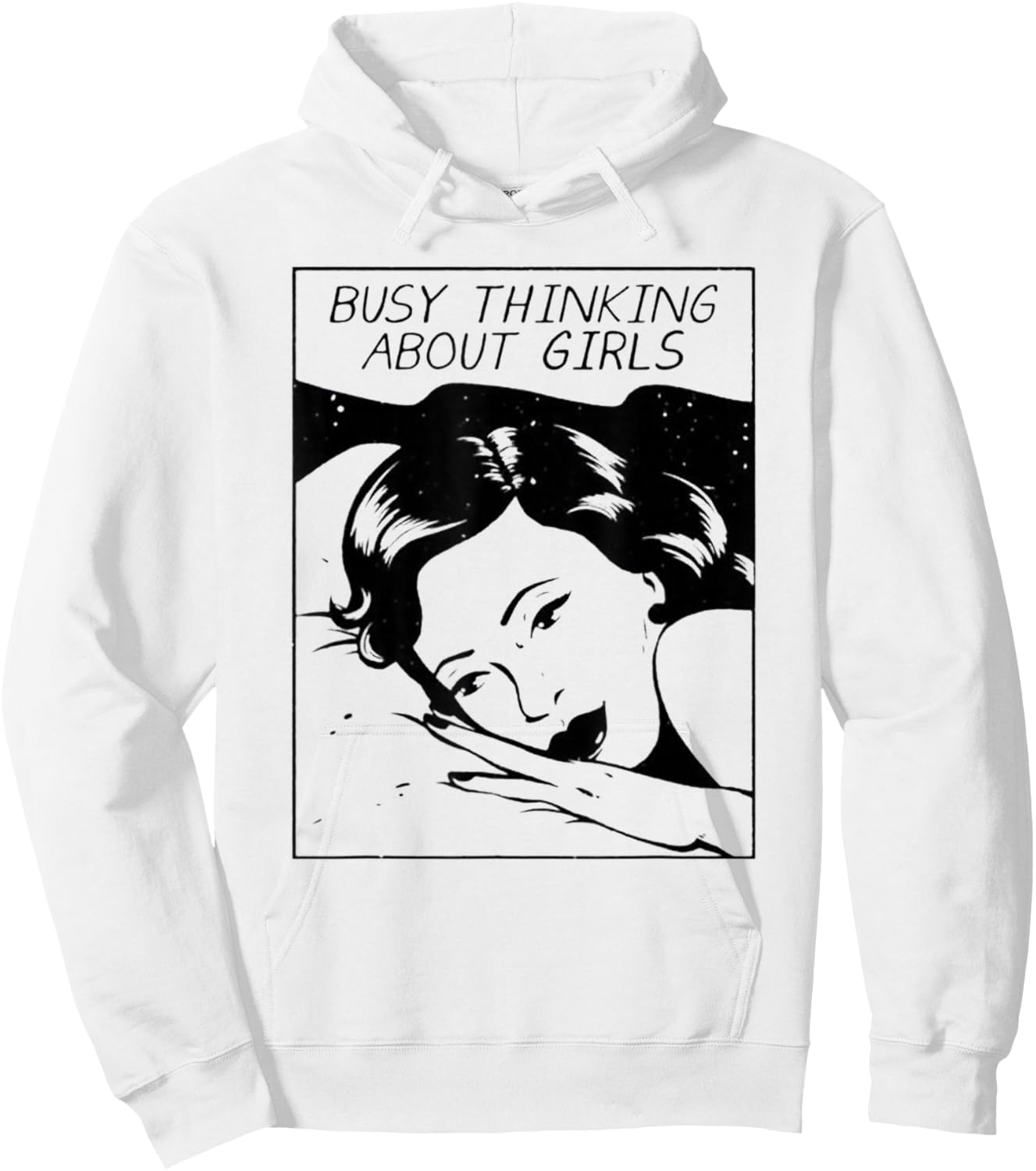 Busy Thinking About Girls : Lesbian Girlfriend Boyfriend Hoodie - Hoodie | White
