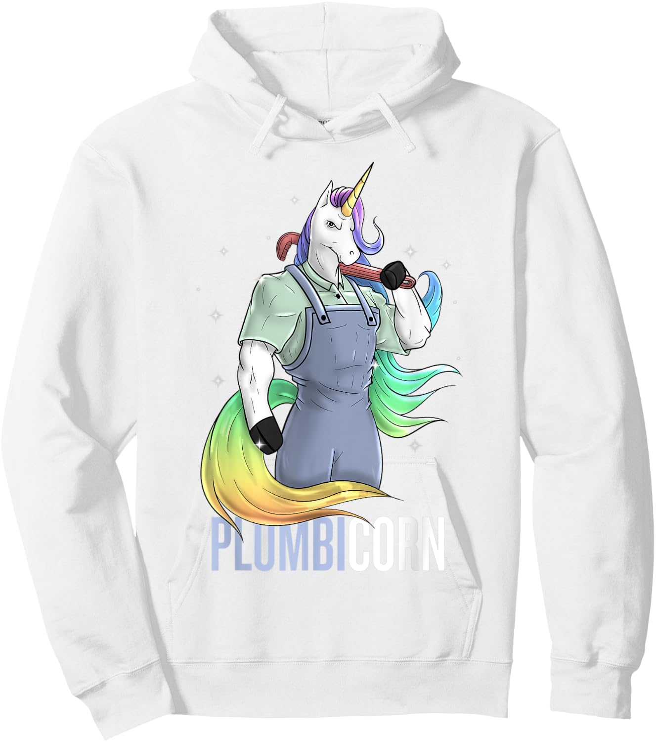 Plumber Unicorn Plumbicorn Plumbing Pun Handyman Funny Hoodie - Hoodie | White
