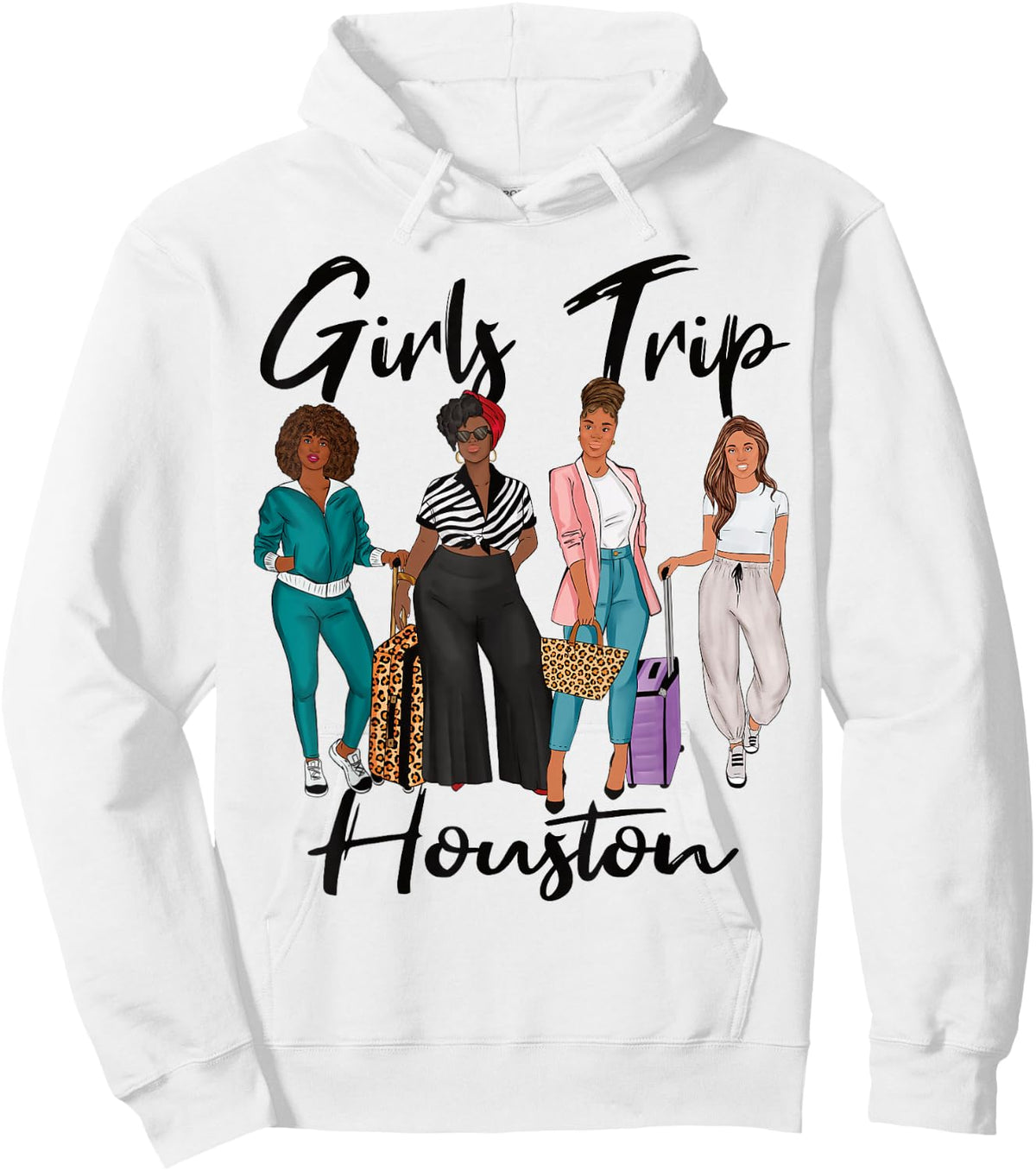 Girls Trip Houston For Melanin Afro Black Vacation Women Hoodie - Hoodie | White