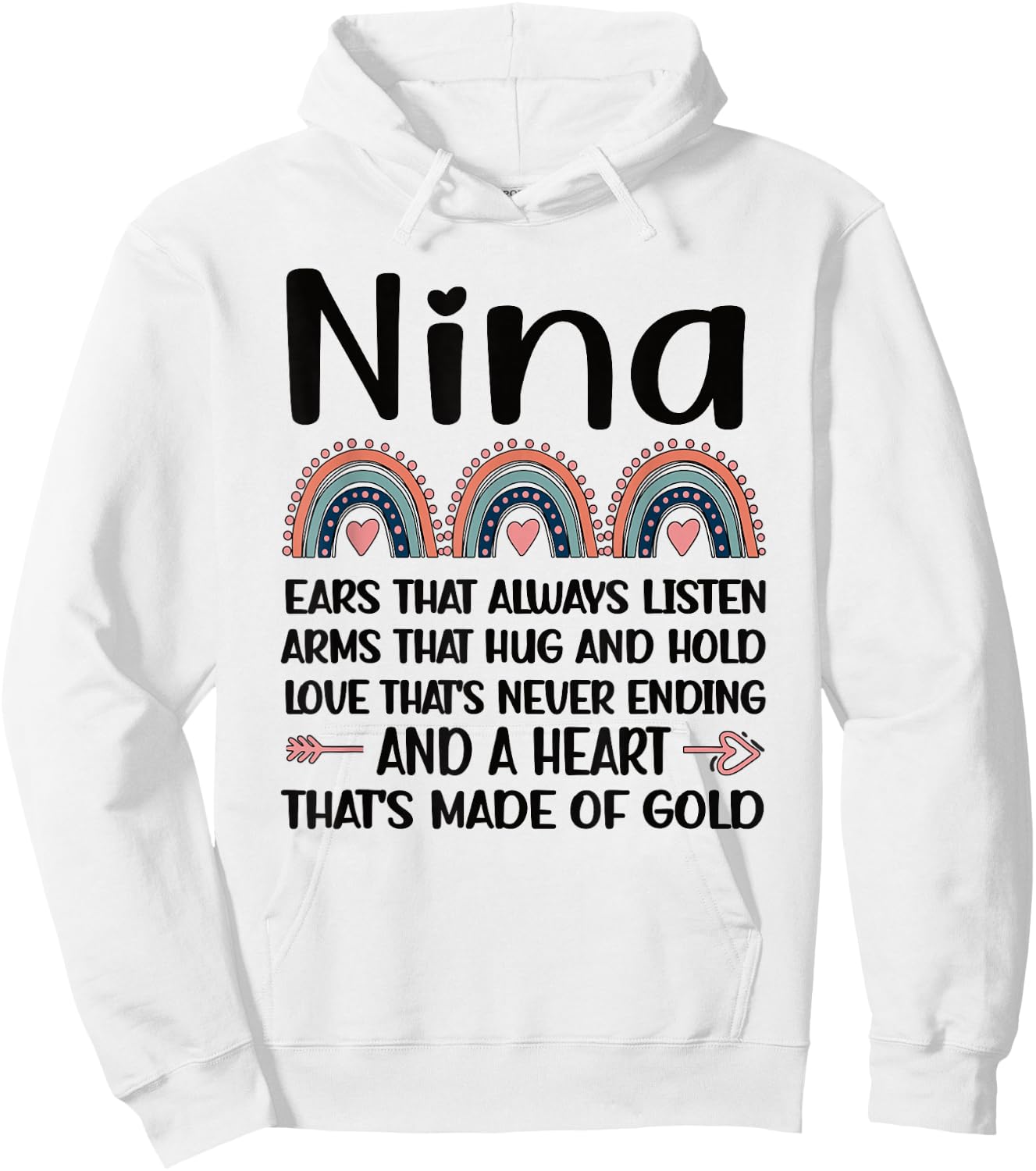 Nina Grandmother Appreciation Nina Grandma Rainbow Hoodie - Hoodie | White