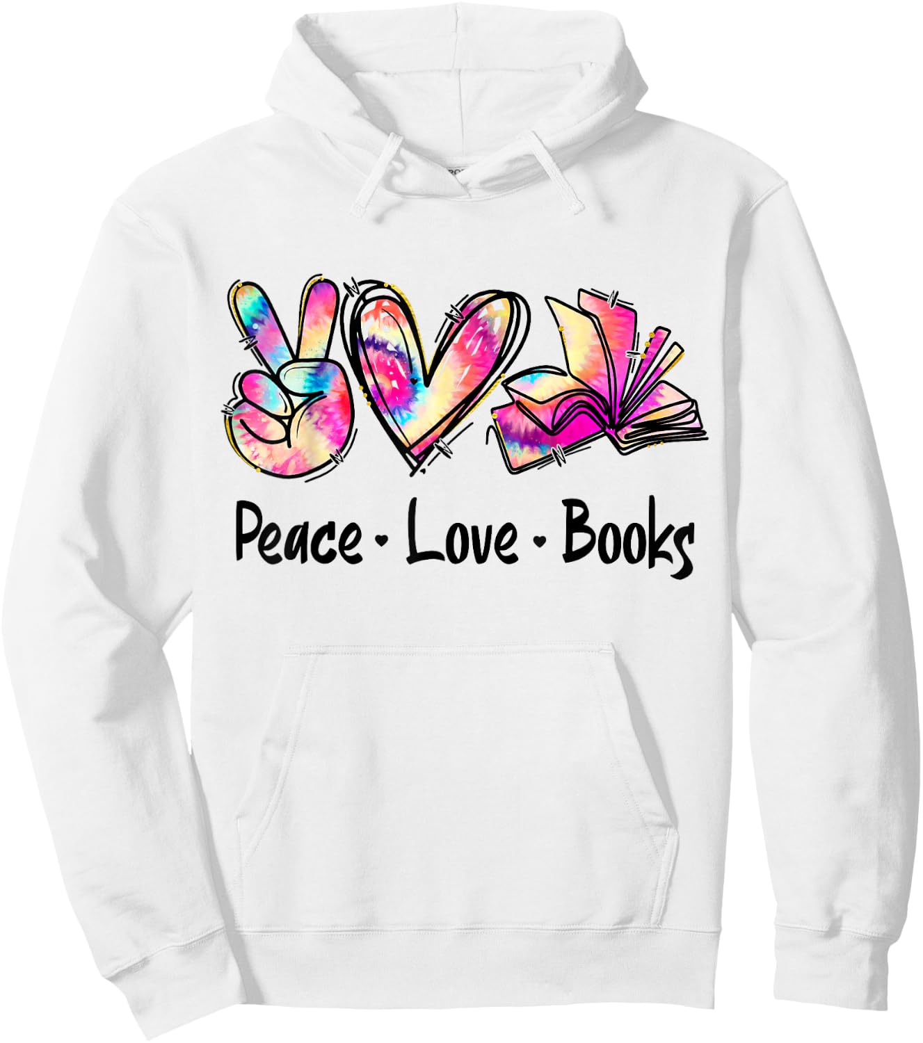 Peace Love Books Librarian Teacher Life Book Library Tie Dye Hoodie - Hoodie | White