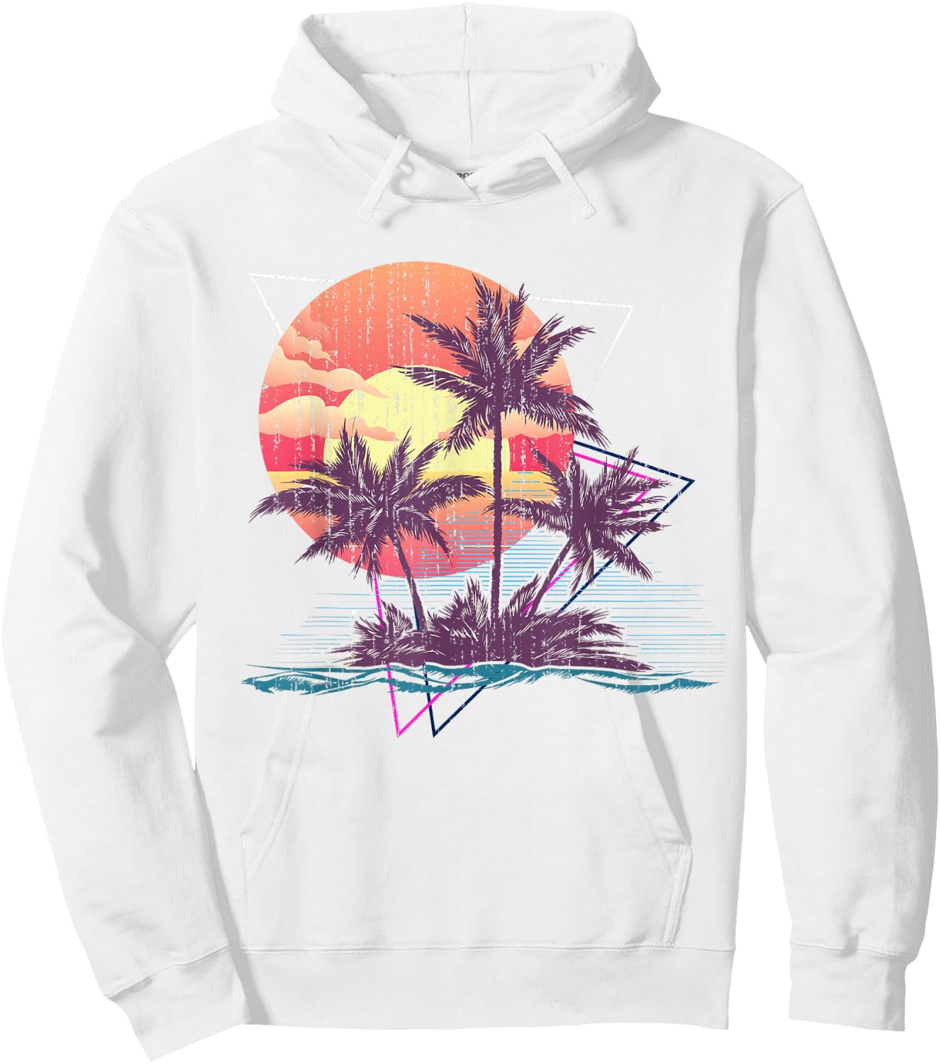 Retro Palm Trees Beach Sunset Tropical Summer Women Girls Kids Hoodie - Hoodie | White