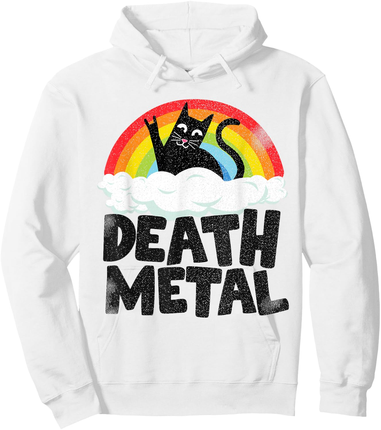 Cat Rainbow Heavy Metal Band Kids Goth Funny Death Metal Hoodie - Hoodie | White
