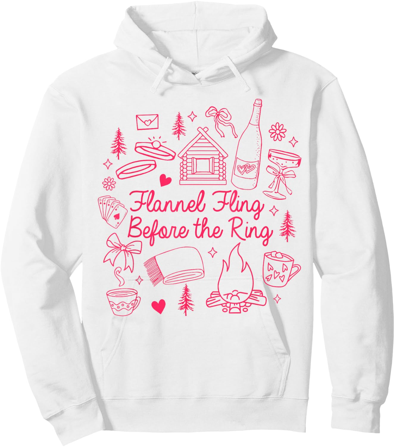 Fall Bachelorette Camping Cozy Flannel Fling Before The Ring Hoodie - Hoodie | White