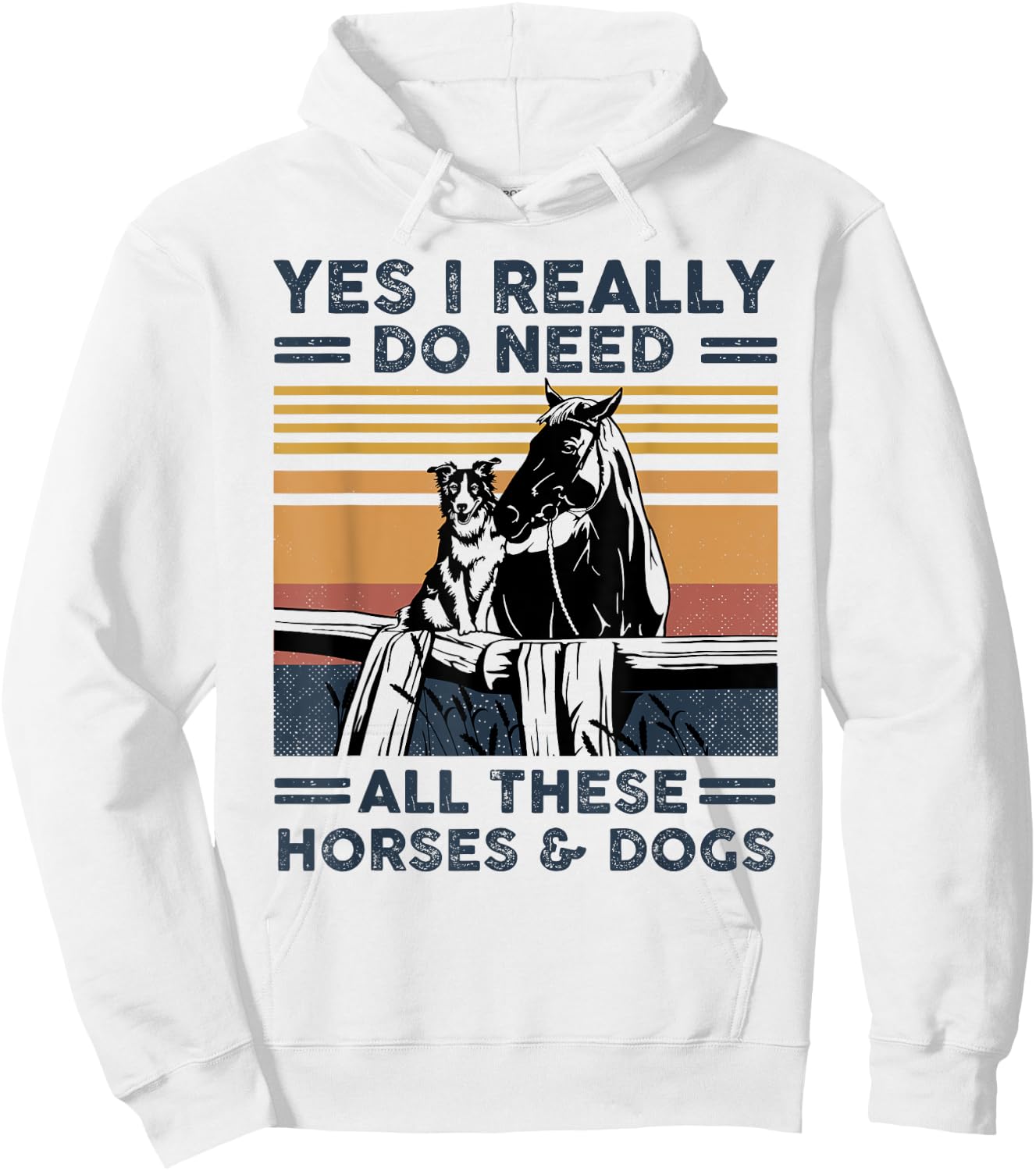 Yes I really do need all these horses and dogs vintage Hoodie - Hoodie | White