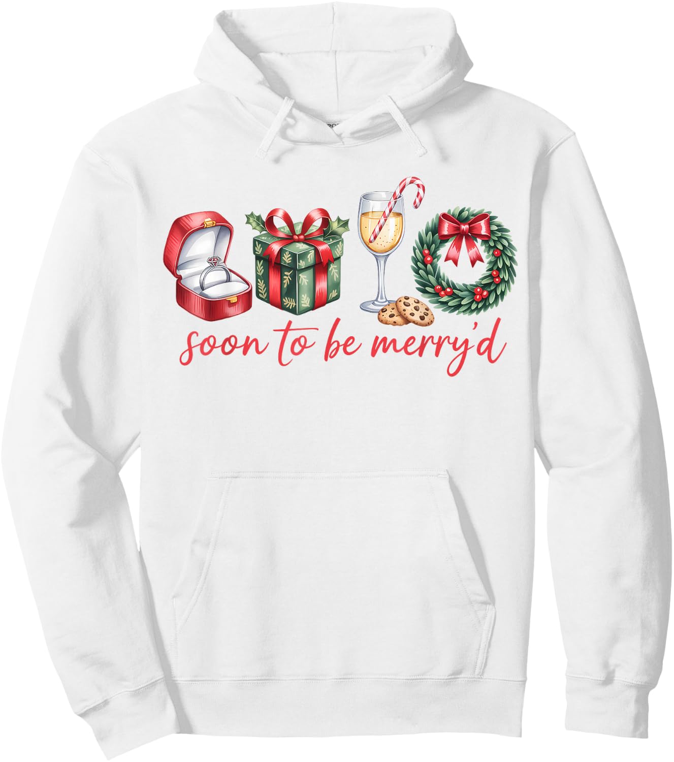 Soon to Be Merry'd Our First Christmas Engaged Couple Xmas Hoodie - Hoodie | White
