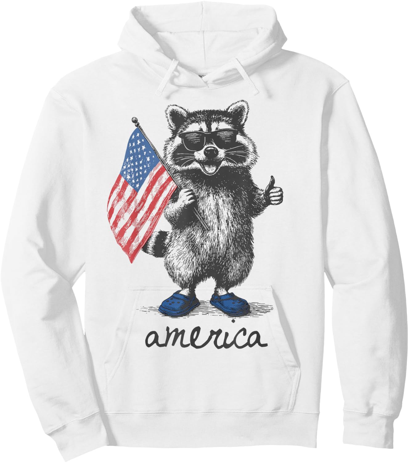 American Funny Patriotic Raccoon 250 Years 4th of July Hoodie - Hoodie | White
