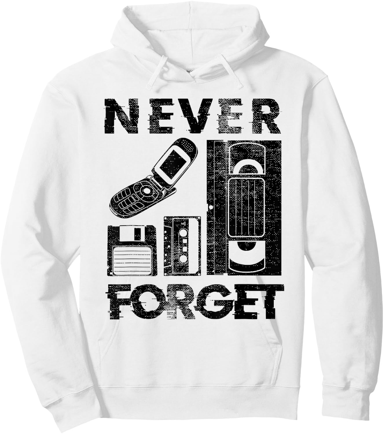 Never Forget The 90's Floppy Disk Flip Phones VHS Cassette Hoodie - Hoodie | White
