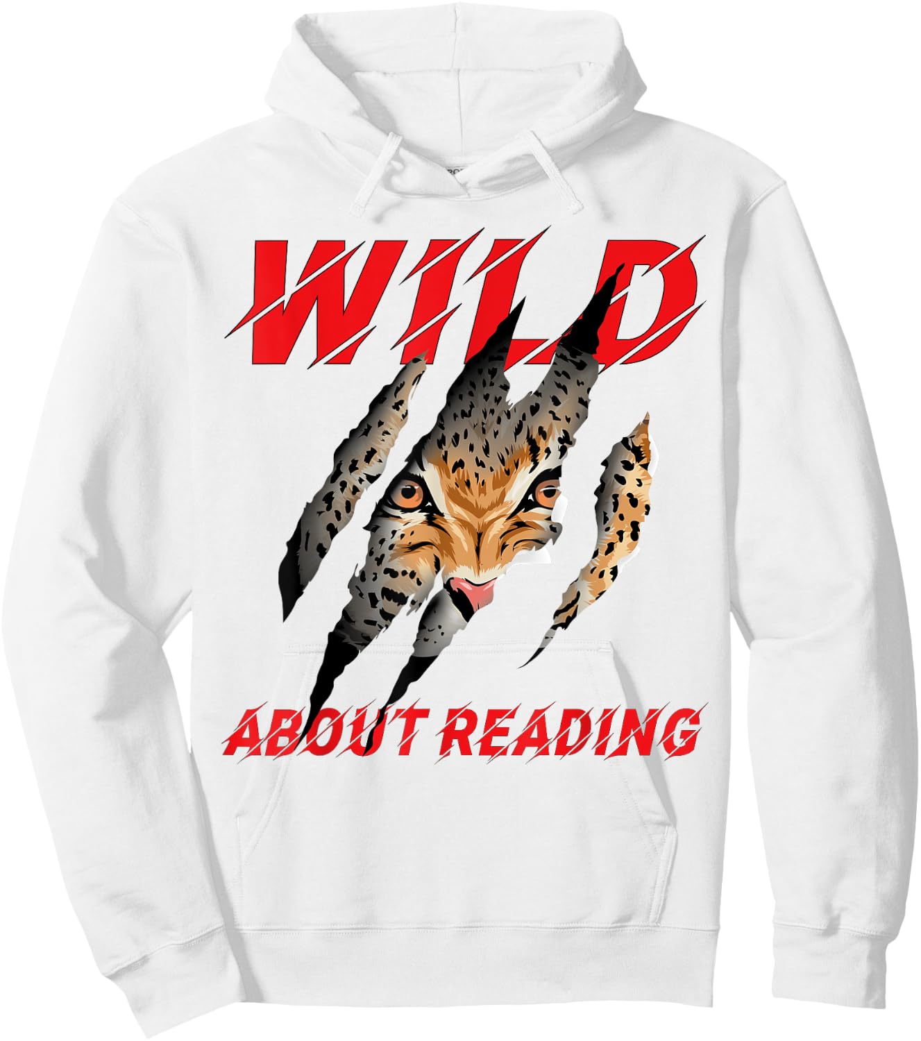 Wild About Reading Leopard Claw I Love Reading Book Lover Hoodie - Hoodie | White