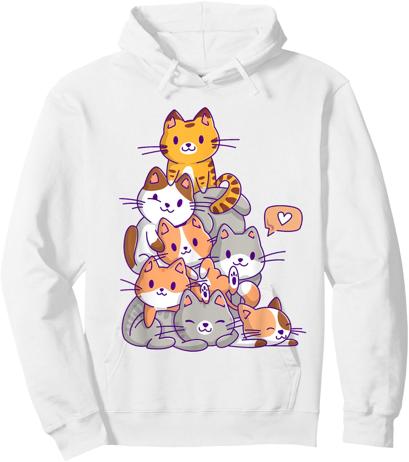 Cute Kawaii Cat Kitty Meowtain Cats Pile Chibi Women Girls Hoodie - Hoodie | White