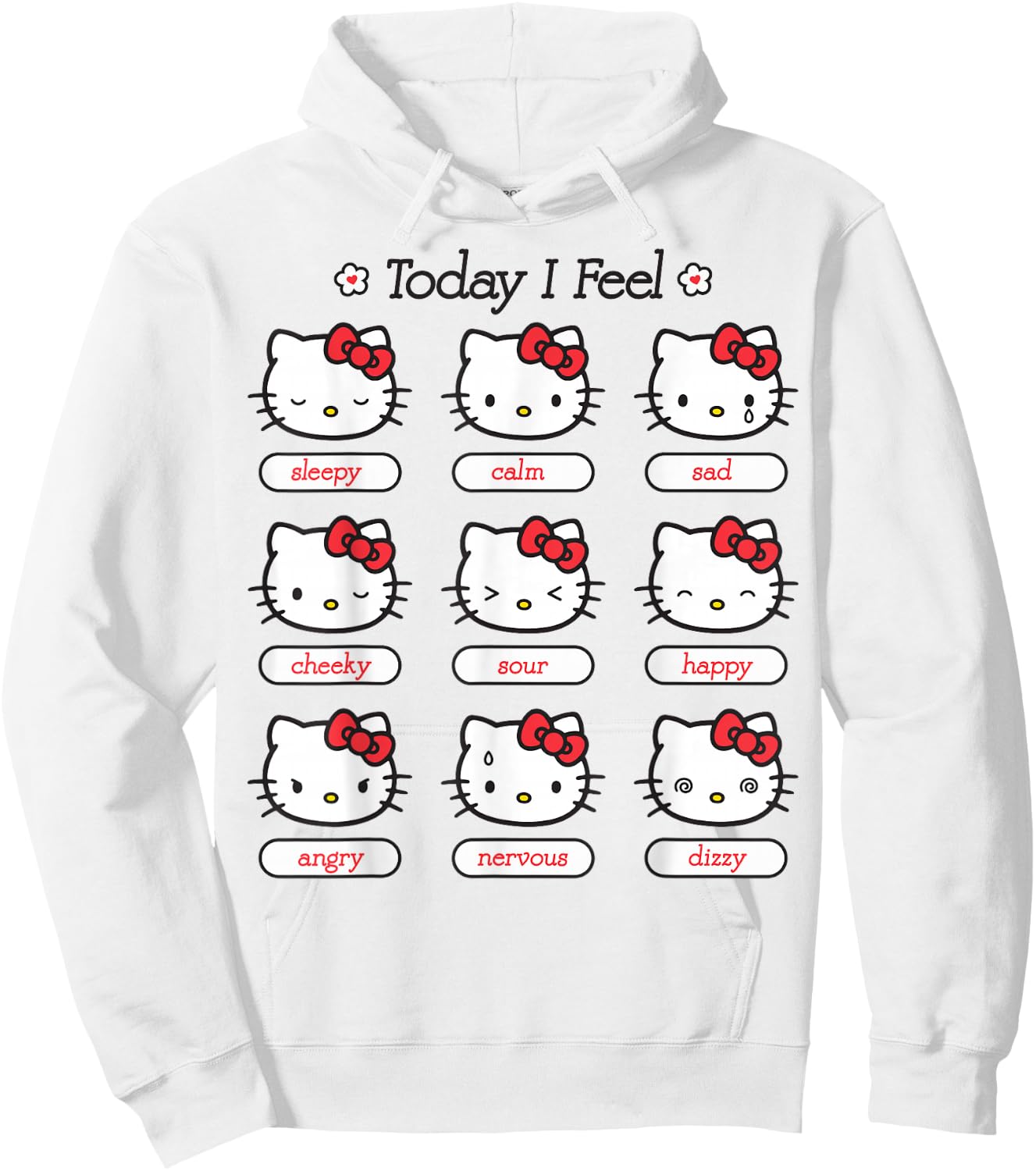 Hello Kitty Today I Feel Hello Kitty Mood Chart Sleepy Happy Hoodie - Hoodie | White
