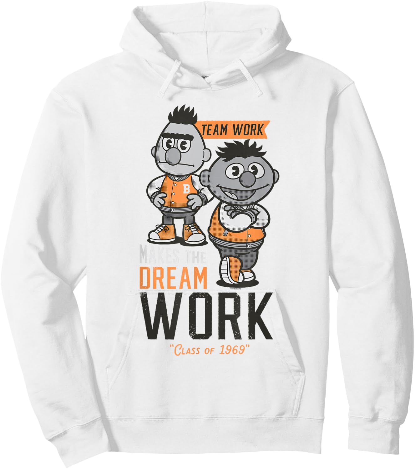Sesame Street Bert and Ernie Team Work Makes The Dream Work Hoodie - Hoodie | White