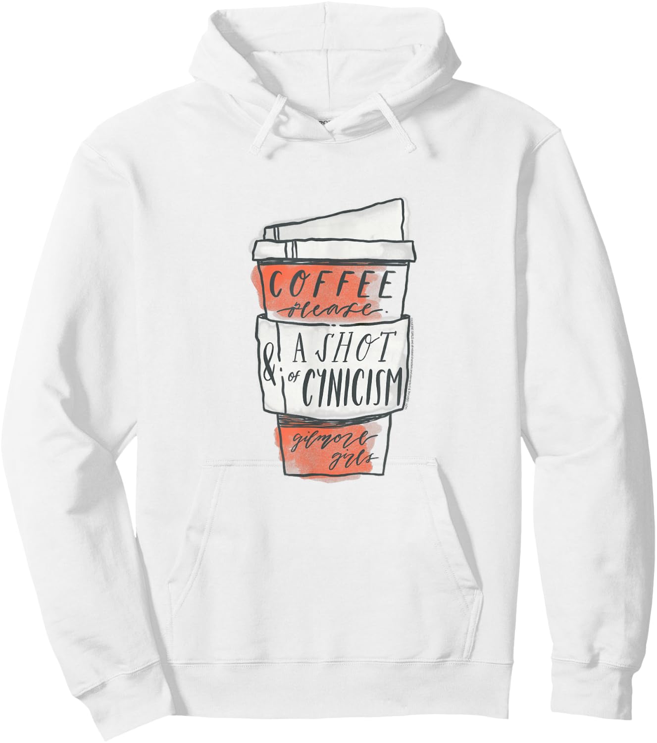 Gilmore Girls Coffee & A Shot of Cynicism Watercolor TV Show Hoodie - Hoodie | White
