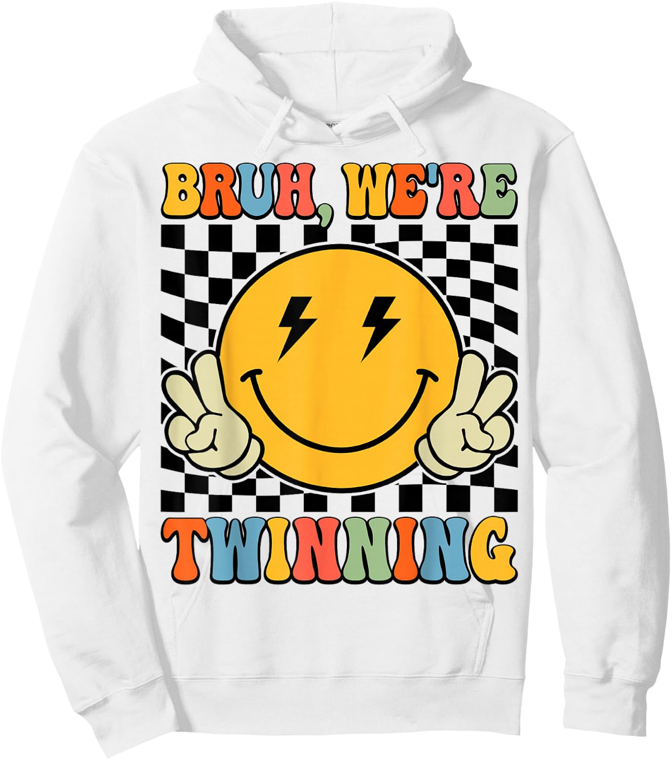 Bruh We're Twinning Retro Twin Day Spirit Week Boys Kids Hoodie - Hoodie | White