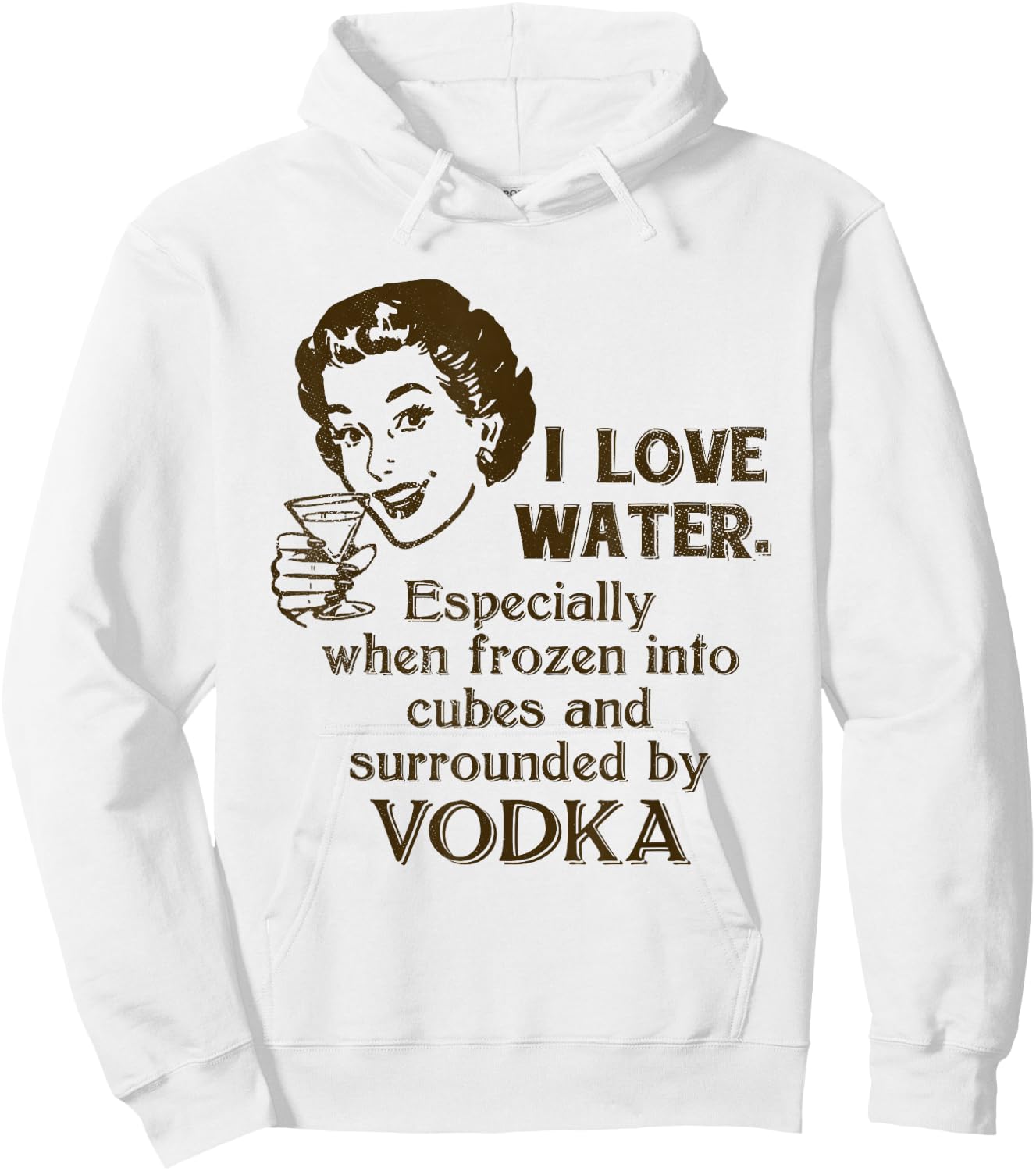 Vodka Lover Funny Hip Retro Novelty Graphic T Shirt Hoodie - Hoodie | White