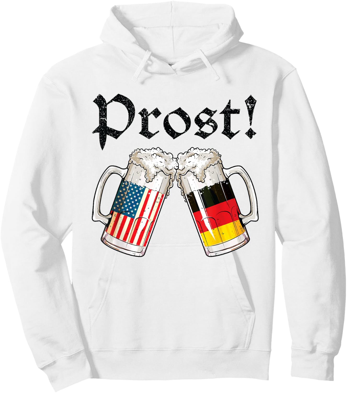 Oktoberfest Shirt American German Flag Beer Prost Hoodie - Hoodie | White