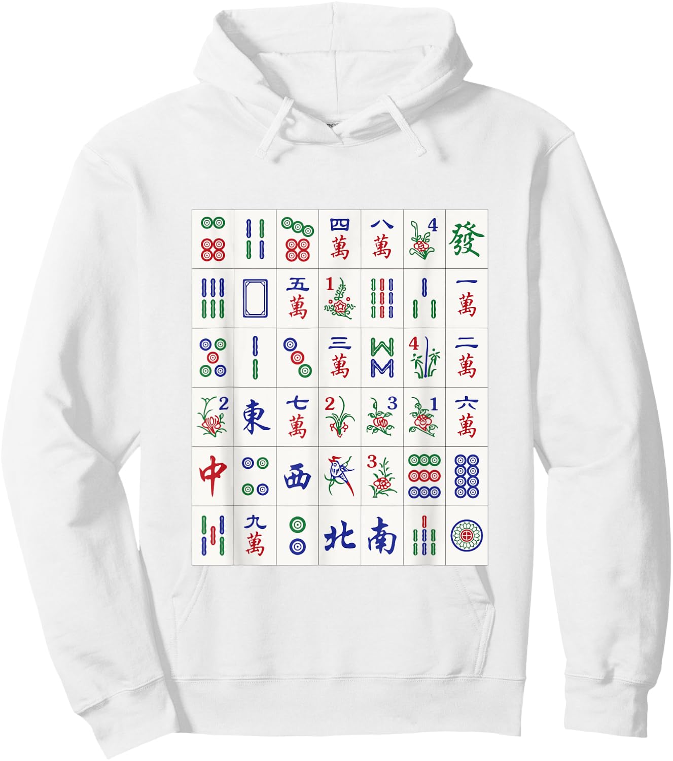 Random Assorted Mahjong Game Tiles in a Flat Wall Pile Hoodie - Hoodie | White