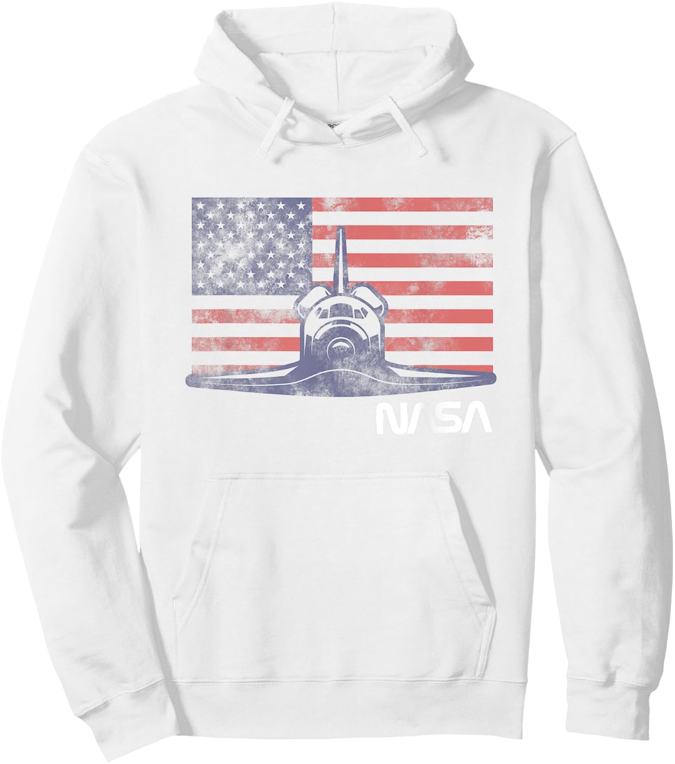 NASA Americana Space Shuttle Vintage US Retro Flag Poster Hoodie - Hoodie | White