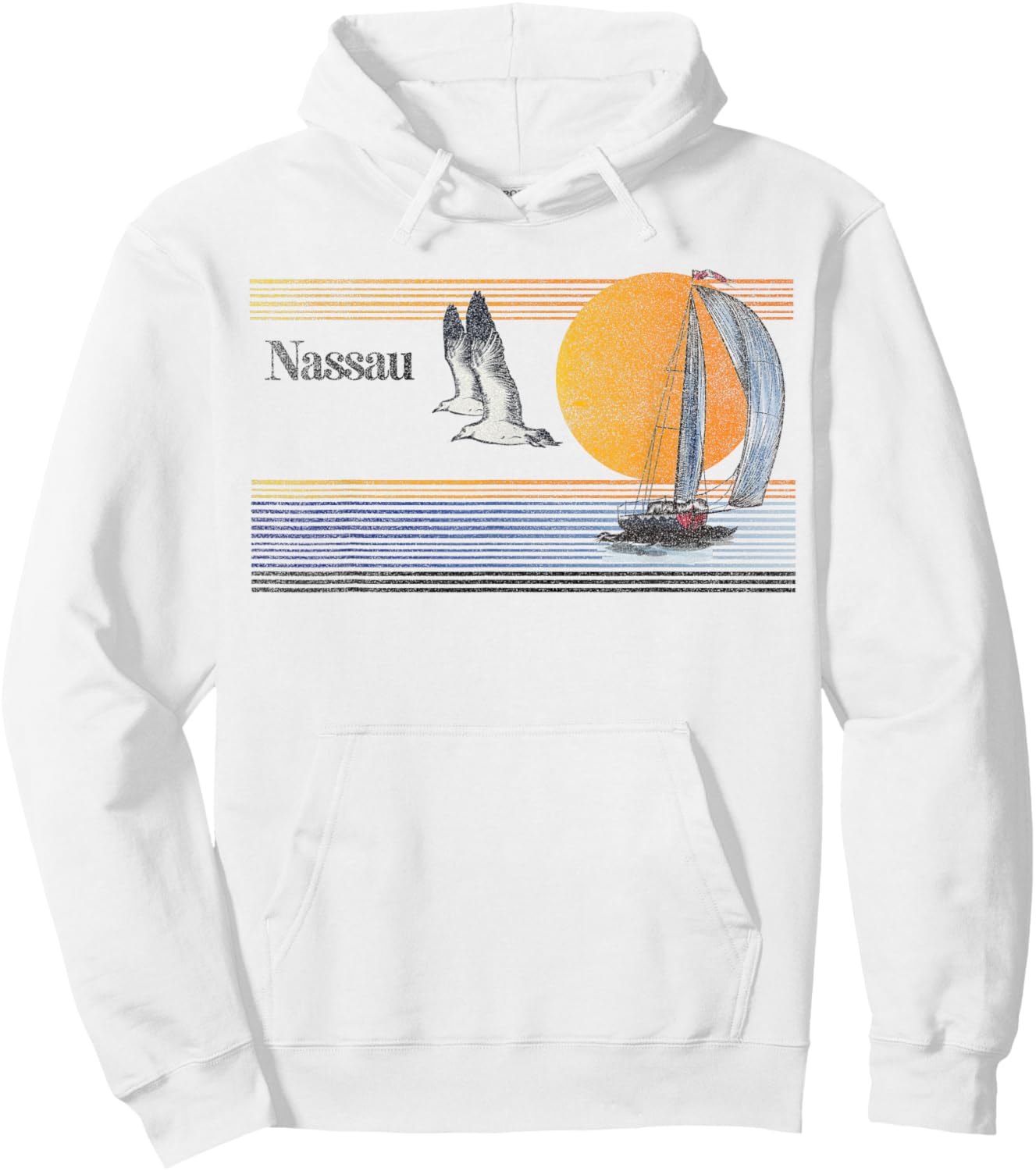 Nassau Bahamas Vintage Sailing Sailboat Sail Beach Retro Hoodie - Hoodie | White