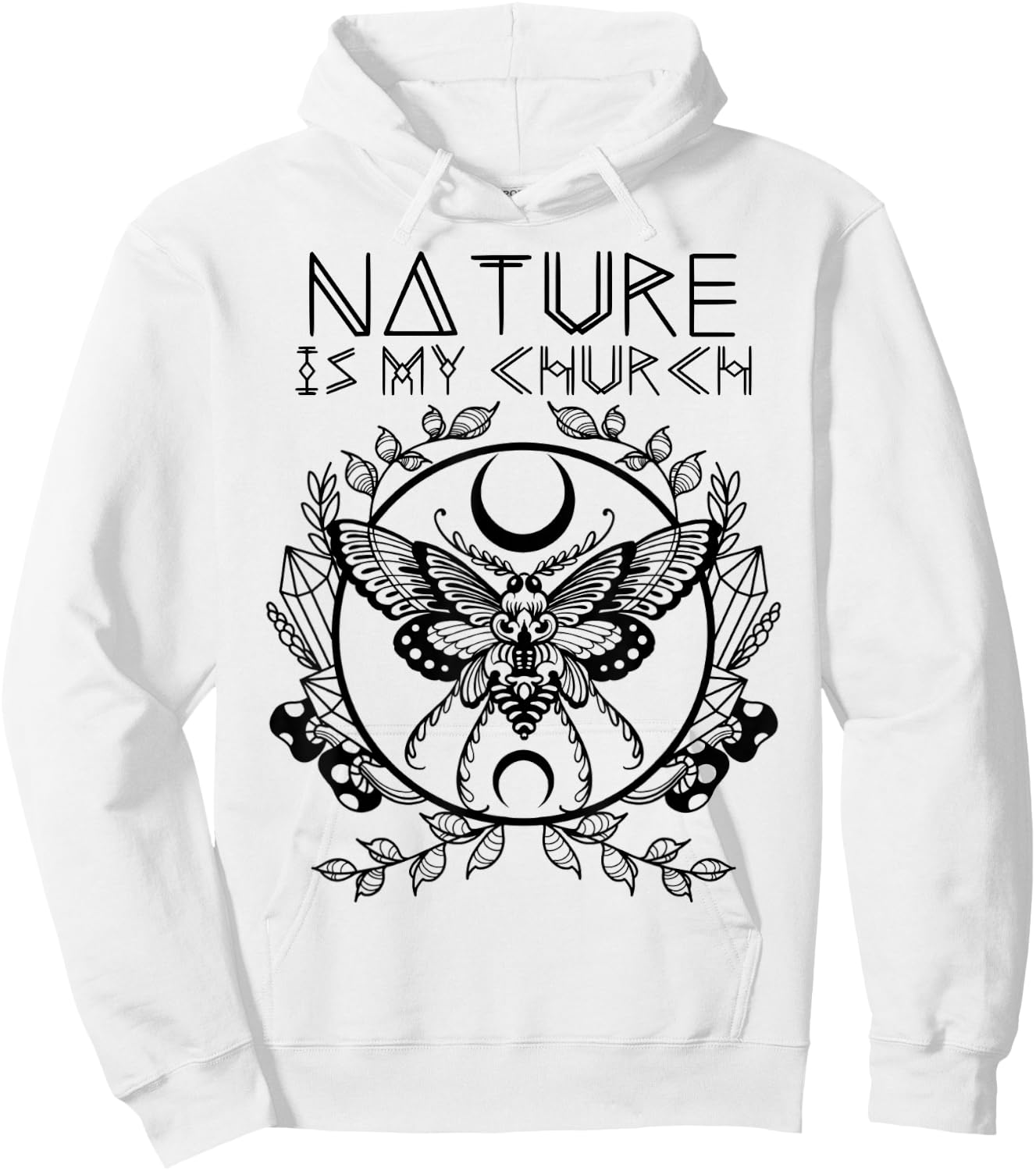 Nature Is My Church Moon Moth Witchcraft Wiccan Witch Hoodie - Hoodie | White