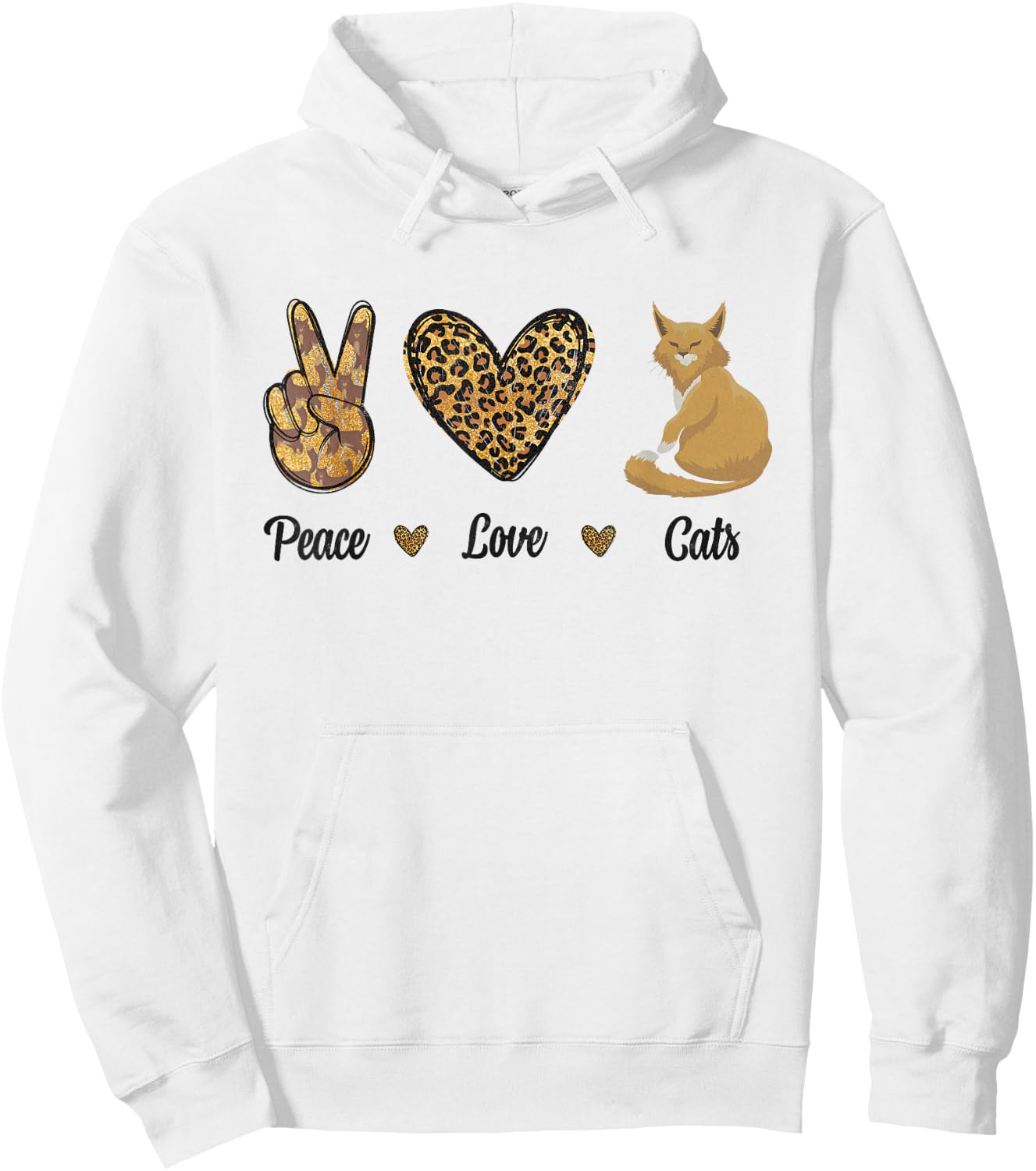Peace Love Cats Leopard Cats Kitten Owner Kitty Lovers Women Hoodie - Hoodie | White