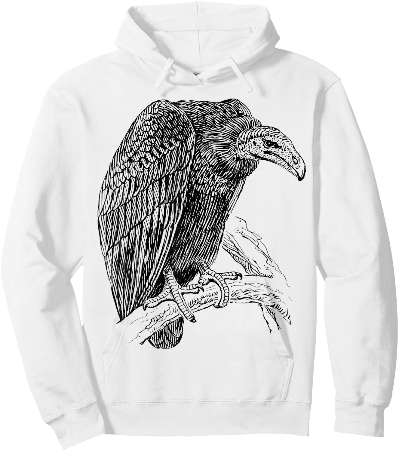 Turkey Vulture Bird Perched Hoodie - Hoodie | White