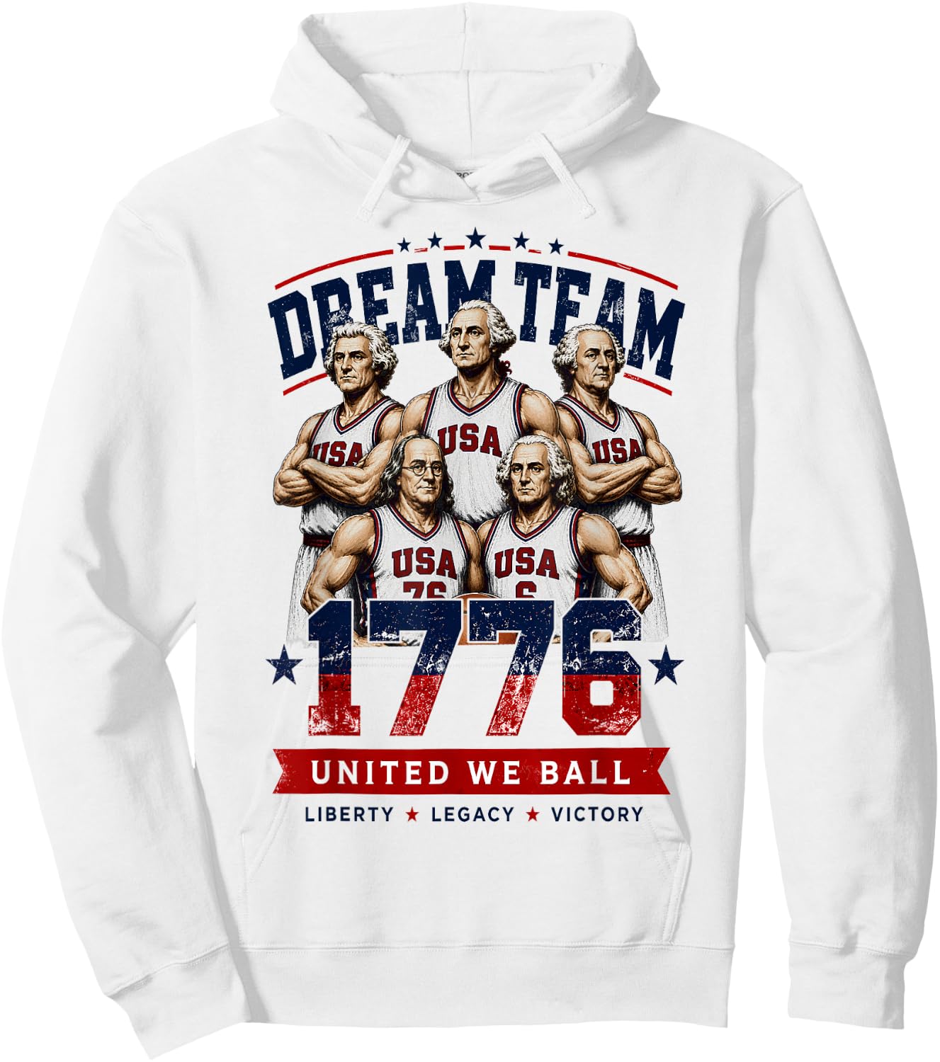 Dream Team 1776 Funny Founding Fathers Basketball 4th July Hoodie - Hoodie | White