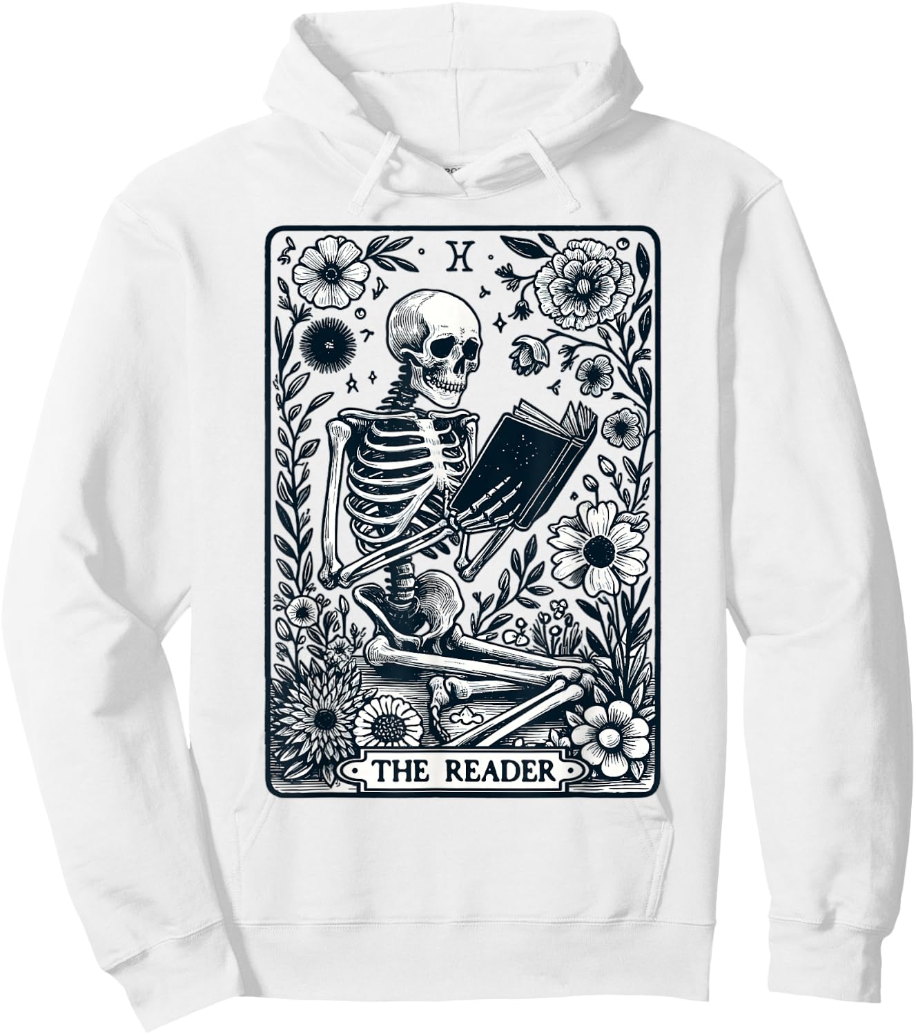 The Reader Skeleton Book Lover Tarot Card Reading Funny Book Hoodie - Hoodie | White