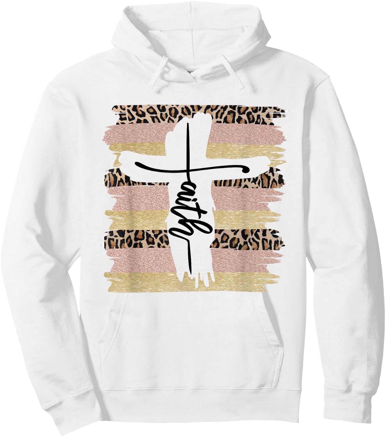 Christian Faith Leopard Cross Ombre Religious Cheetah Hoodie - Hoodie | White