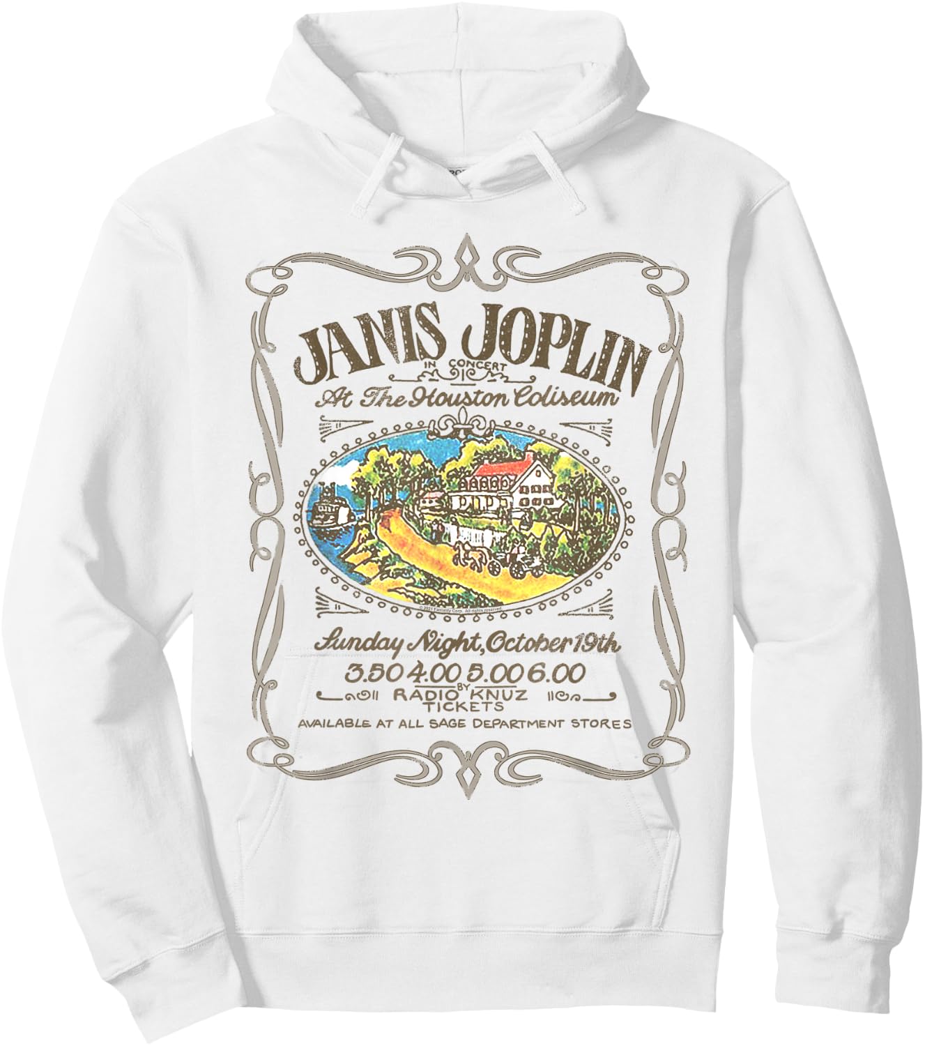 Janis Joplin Houston Handbill Hoodie - Hoodie | White