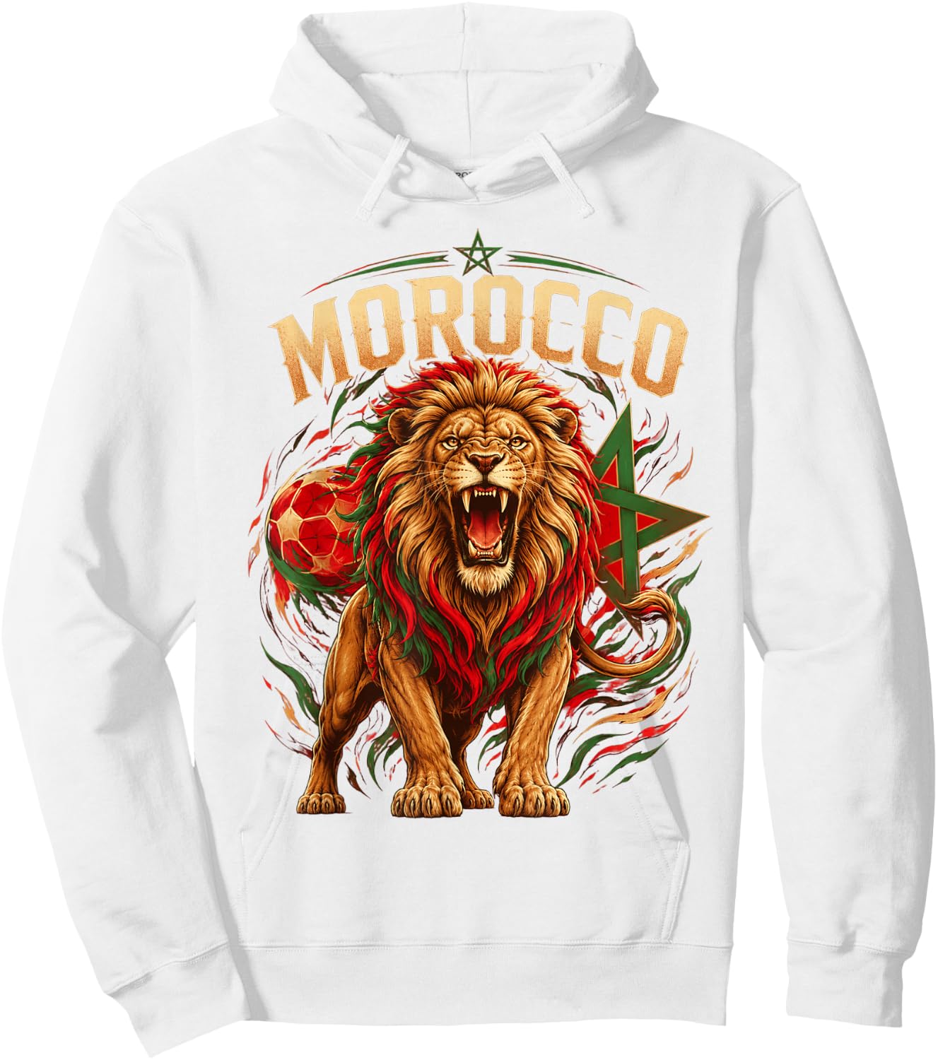 Morocco Flag Red Green Proud Moroccan Men Women Morocco Lion Hoodie - Hoodie | White