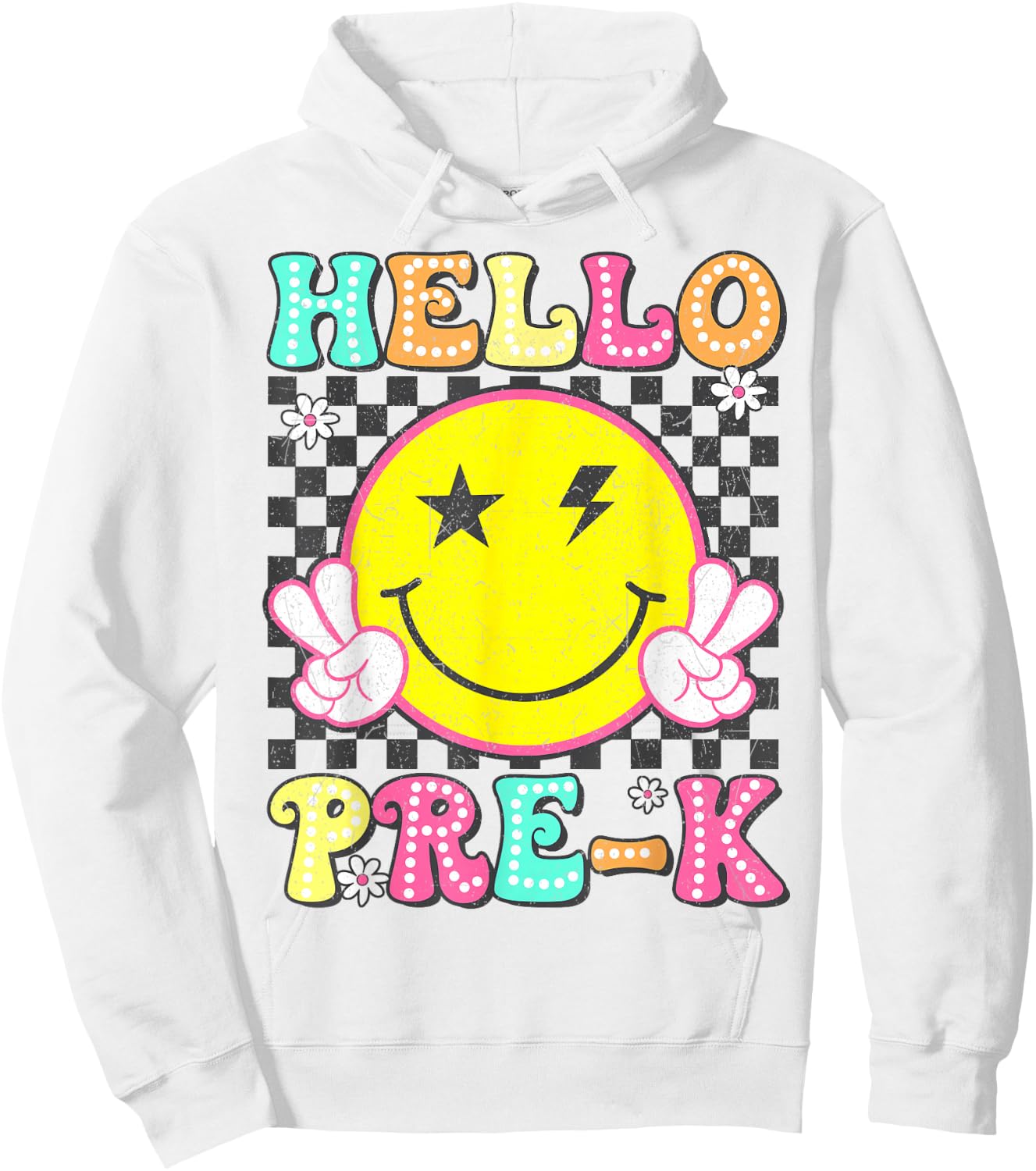 Hello Pre-K Teacher Kids Girl Back To School Prek Groovy Hoodie - Hoodie | White