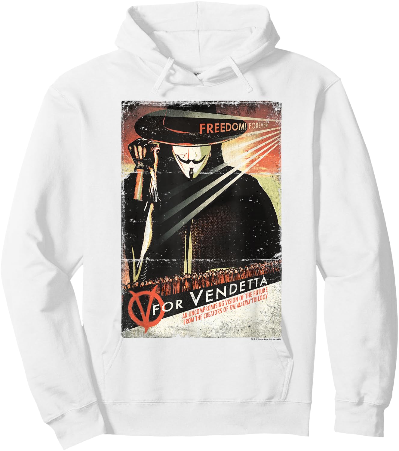 V for Vendetta Distressed Poster Hoodie - Hoodie | White