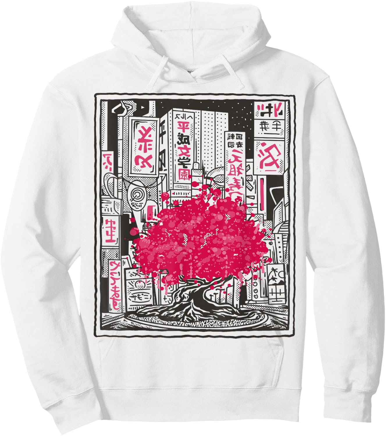 Japanese Cherry Blossom Tree City Sakura Hoodie - Hoodie | White