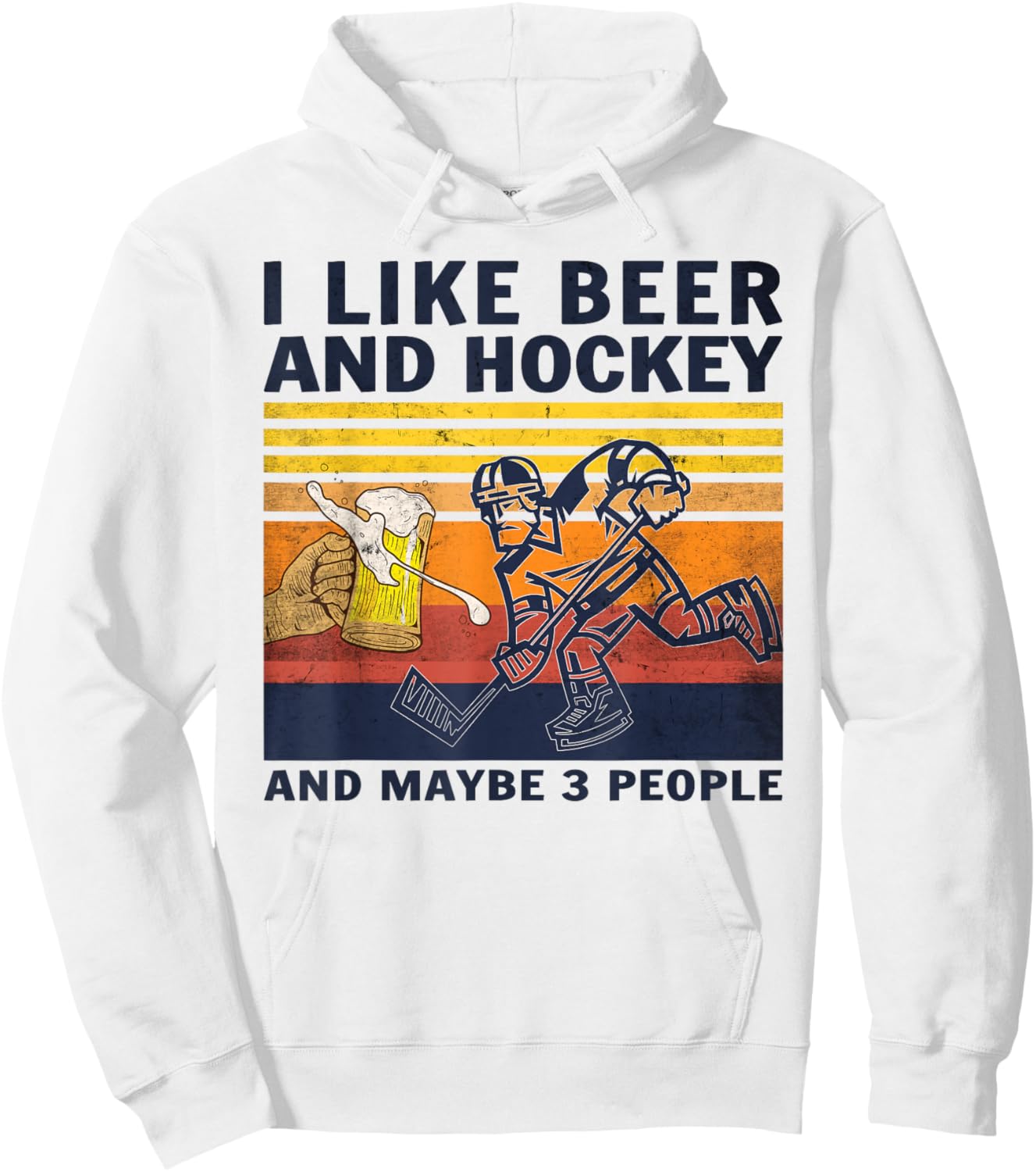 I like Beer Hockey maybe 3 people Vintage Hoodie - Hoodie | White